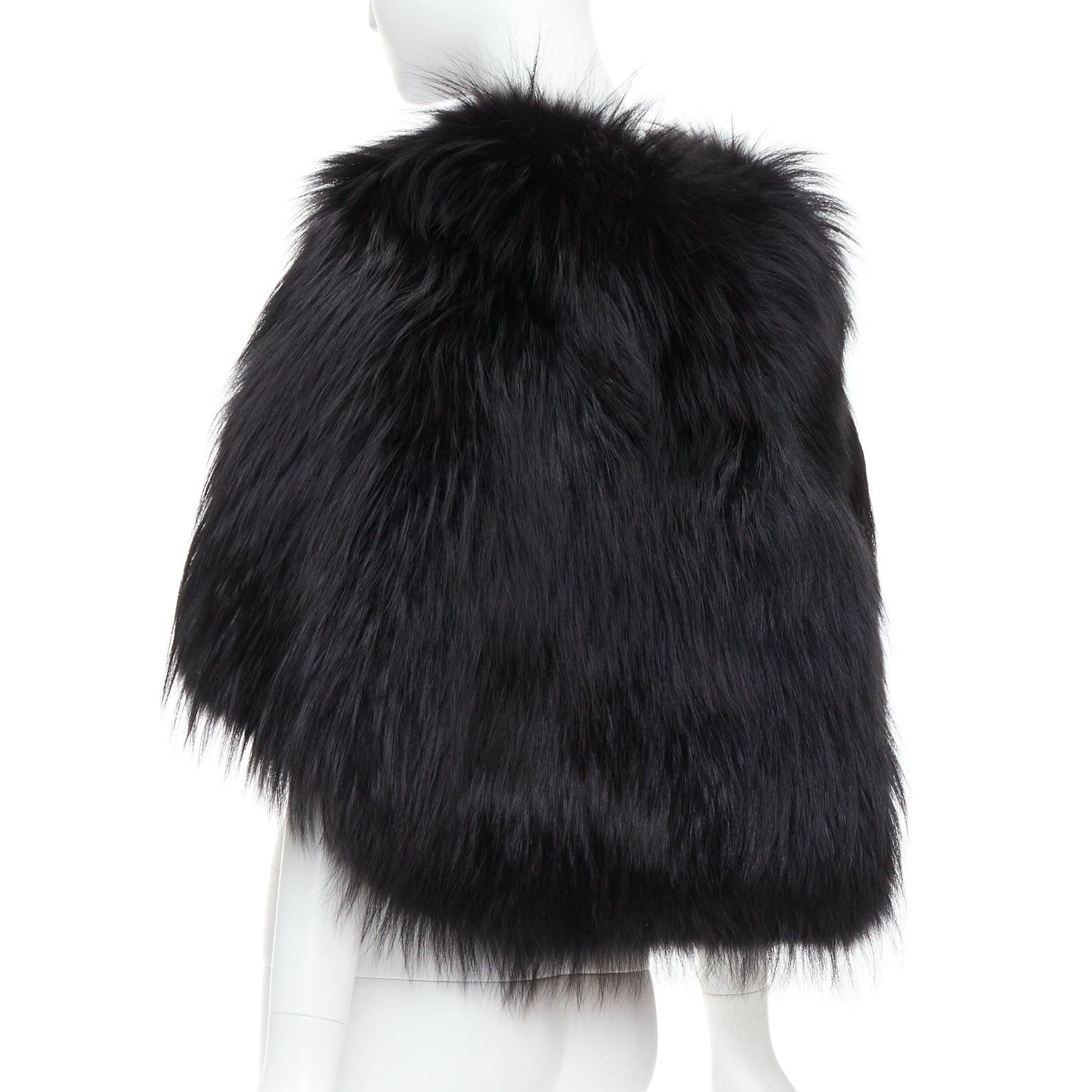 Louis Vuitton LOUIS VUITTON black fox fur leather belt heart lined cape shawl FR34 XS Size XS / US 0-2 / IT 36-38 - 6 Thumbnail