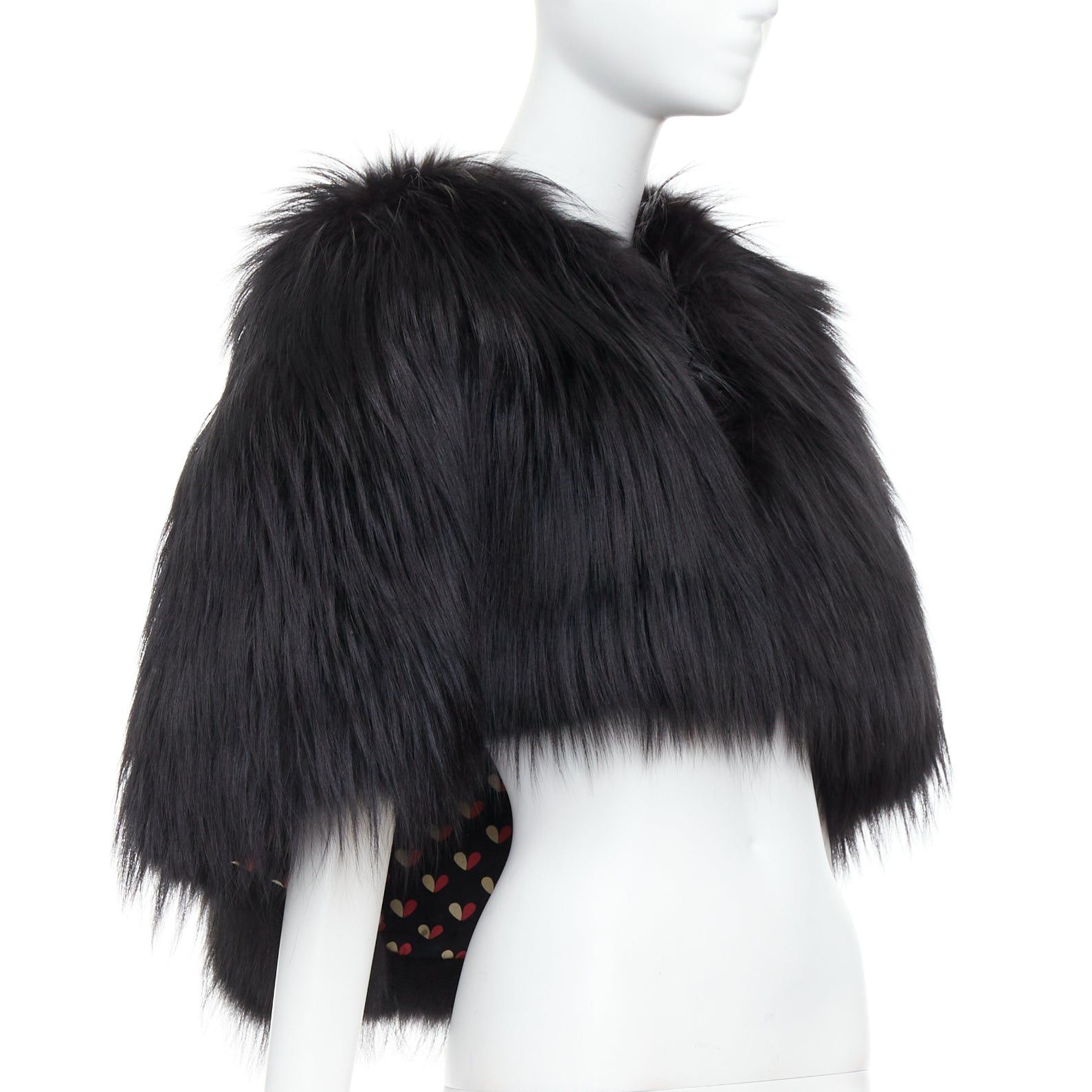 Louis Vuitton LOUIS VUITTON black fox fur leather belt heart lined cape shawl FR34 XS Size XS / US 0-2 / IT 36-38 - 3 Thumbnail