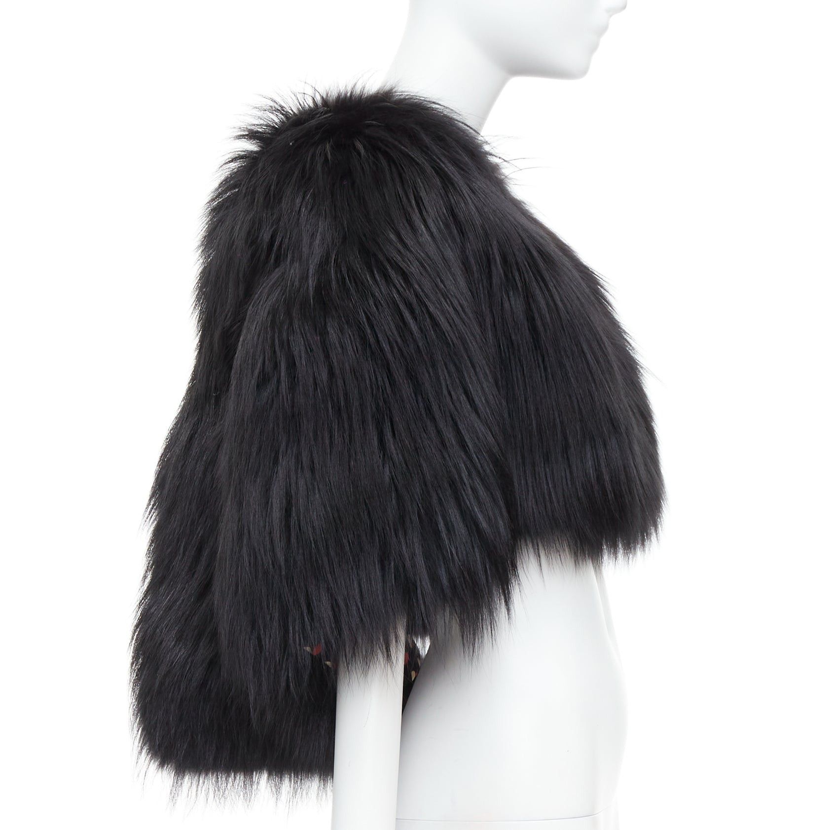 Louis Vuitton LOUIS VUITTON black fox fur leather belt heart lined cape shawl FR34 XS Size XS / US 0-2 / IT 36-38 - 4 Thumbnail