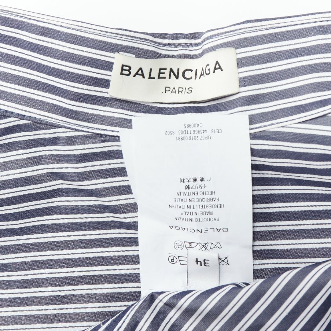 Balenciaga BALENCIAGA Demna 2016 grey cream striped 3D drop back shirt FR34 XS Size XS / US 0-2 / IT 36-38 - 8 Thumbnail