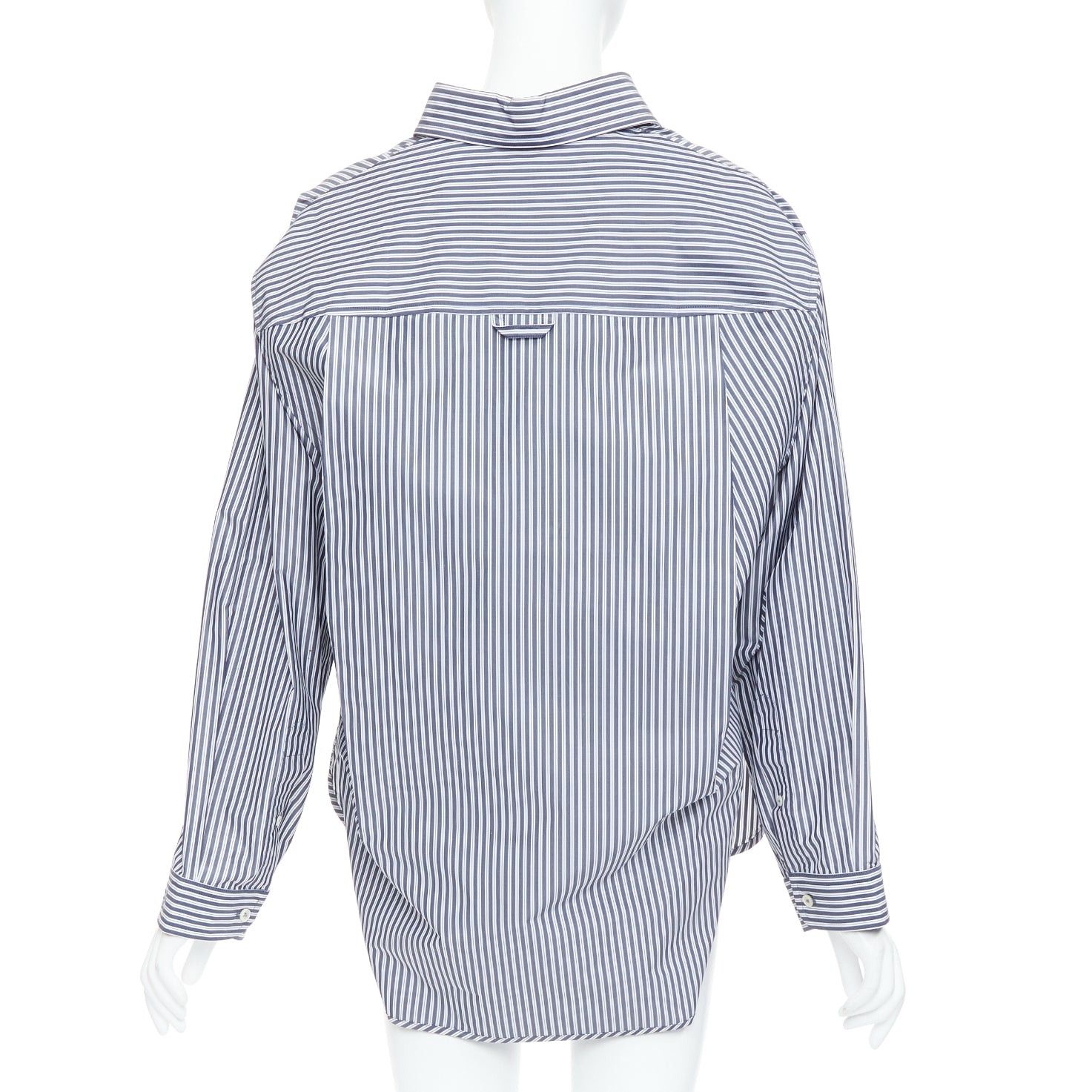 Balenciaga BALENCIAGA Demna 2016 grey cream striped 3D drop back shirt FR34 XS Size XS / US 0-2 / IT 36-38 - 5 Thumbnail