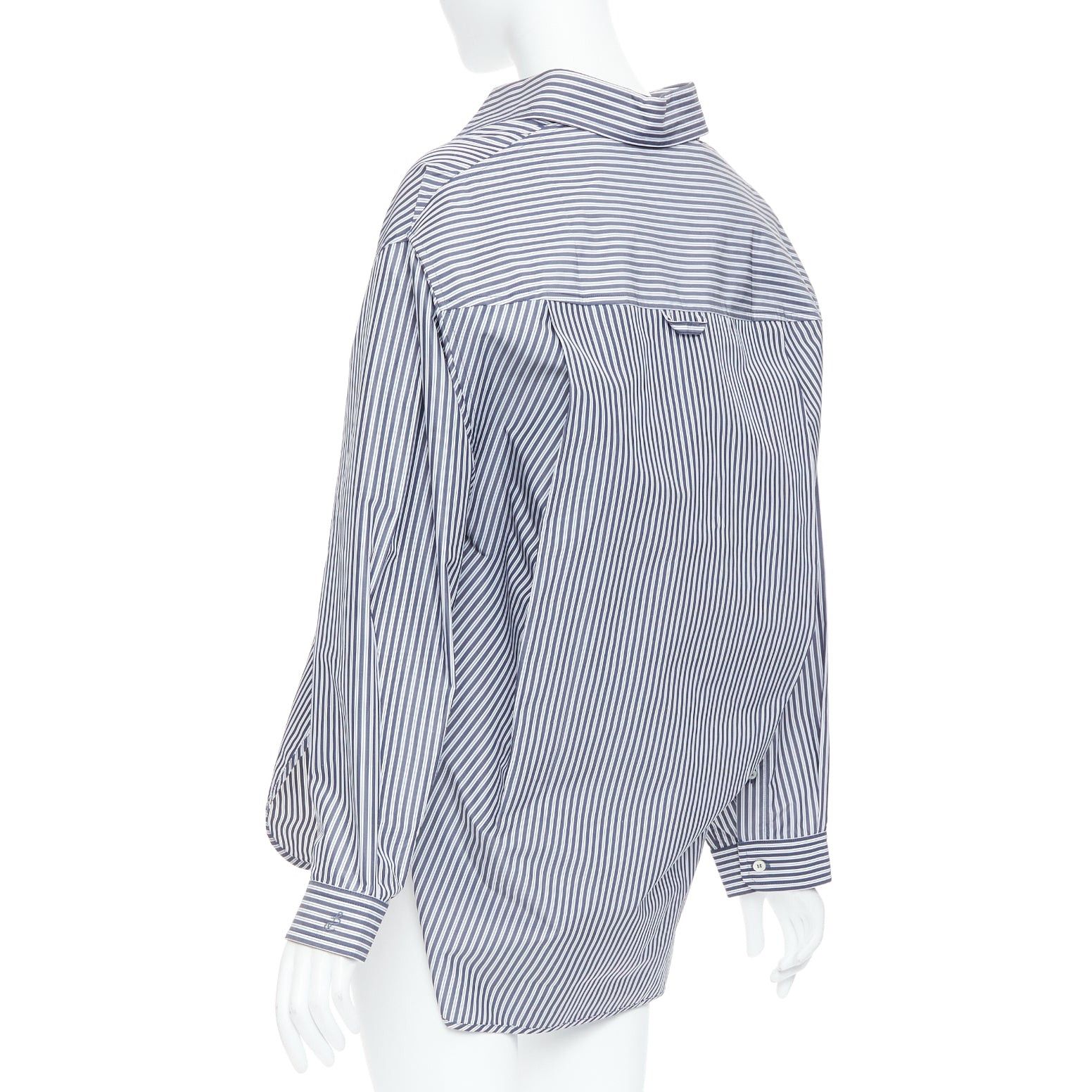 Balenciaga BALENCIAGA Demna 2016 grey cream striped 3D drop back shirt FR34 XS Size XS / US 0-2 / IT 36-38 - 6 Thumbnail