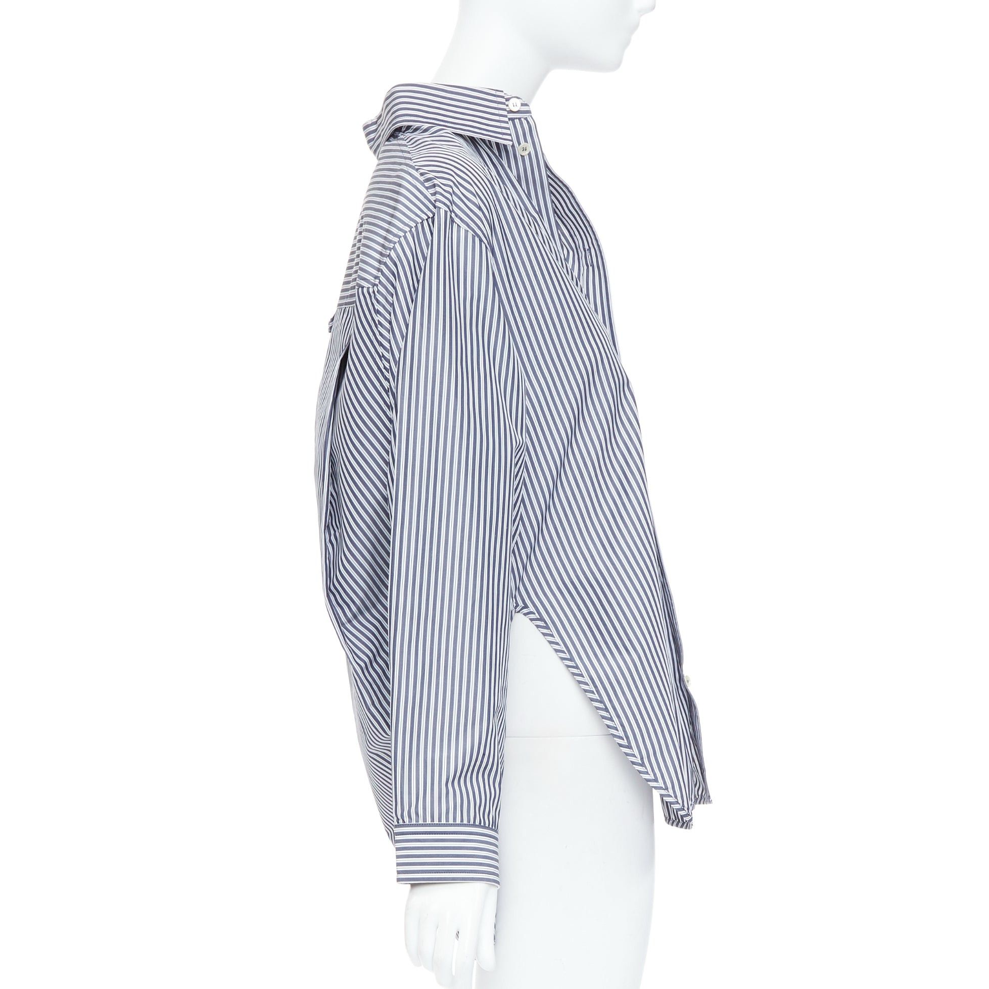 Balenciaga BALENCIAGA Demna 2016 grey cream striped 3D drop back shirt FR34 XS Size XS / US 0-2 / IT 36-38 - 4 Thumbnail