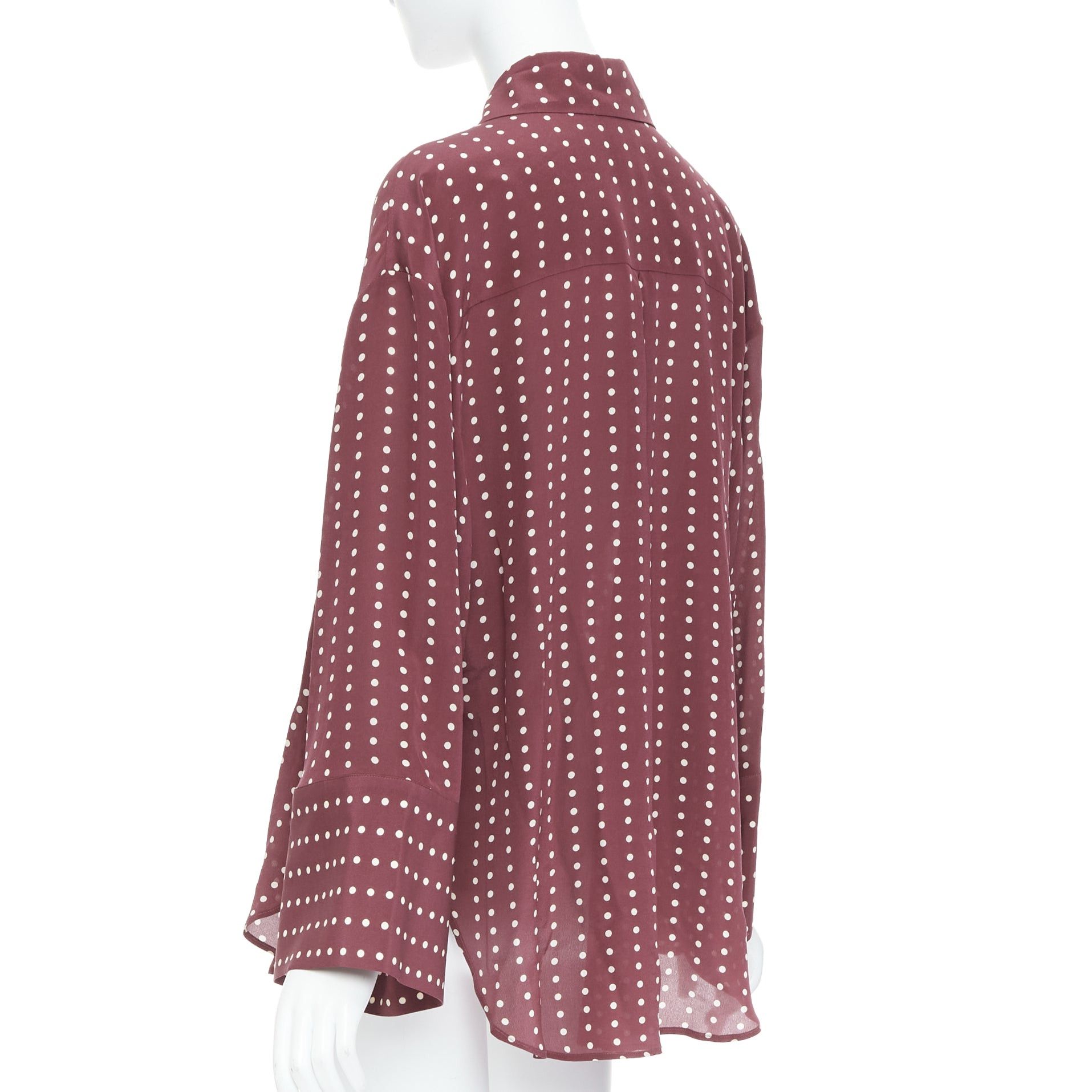 Antonio Marras ANTONIO MARRAS 100% silk burgundy polka dot curved hem shirt M Size S / US 4 / IT 40 - 6 Thumbnail