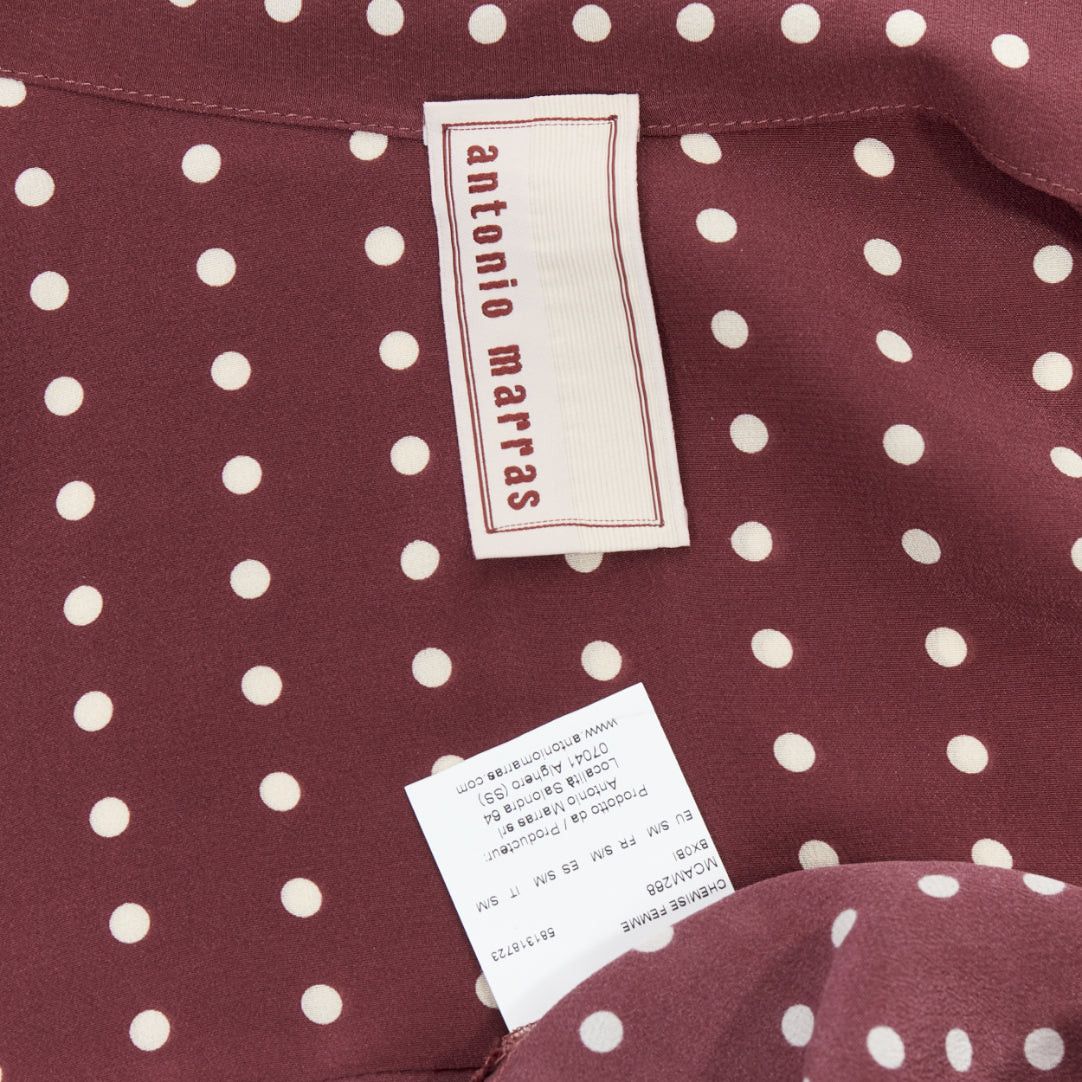 Antonio Marras ANTONIO MARRAS 100% silk burgundy polka dot curved hem shirt M Size S / US 4 / IT 40 - 8 Thumbnail