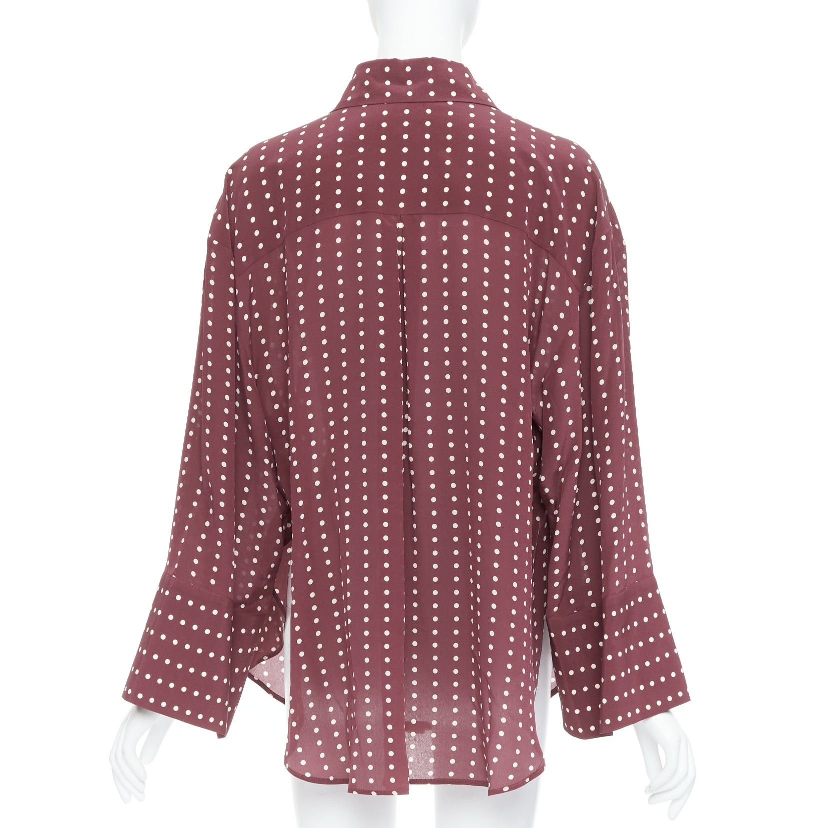 Antonio Marras ANTONIO MARRAS 100% silk burgundy polka dot curved hem shirt M Size S / US 4 / IT 40 - 5 Thumbnail