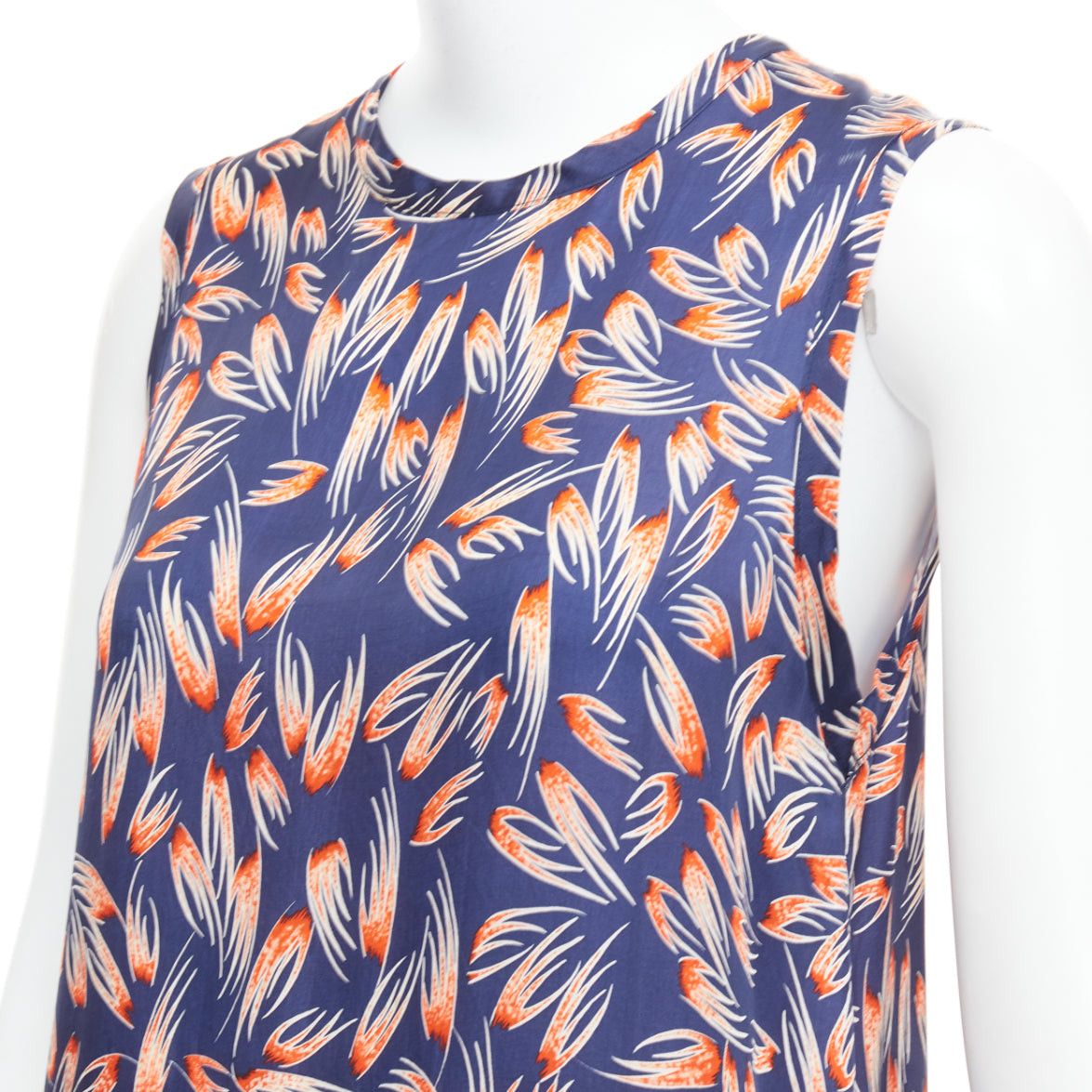 Toga TOGA ARCHIVES orange navy tropical print sheer fringe hem dress FR36 S Size S / US 4 / IT 40 - 7 Thumbnail