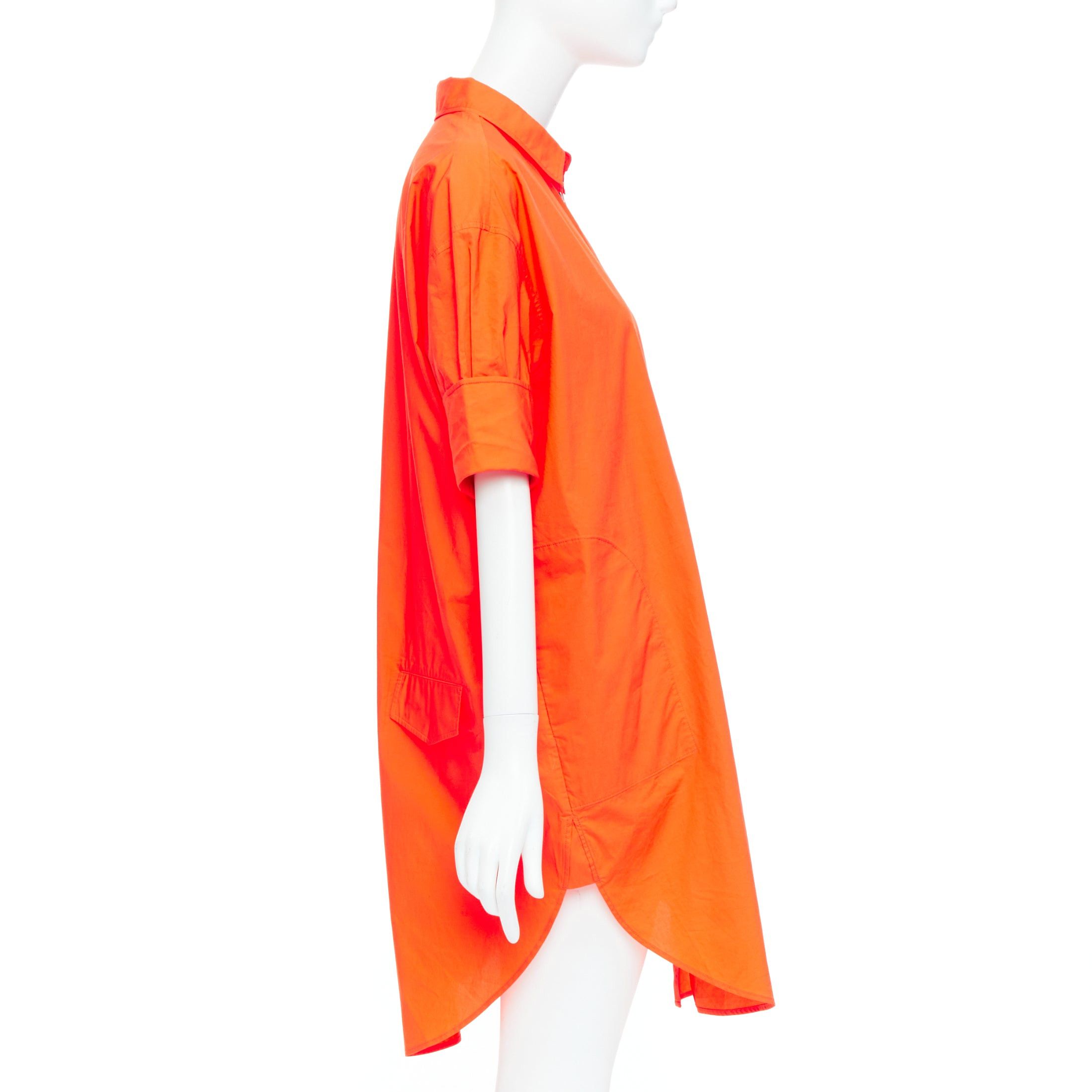 Acne Studios ACNE STUDIOS 2016 Lash Tech Pop neon orange cotton shirt dress FR34 XS Size XS / US 0-2 / IT 36-38 - 4 Thumbnail