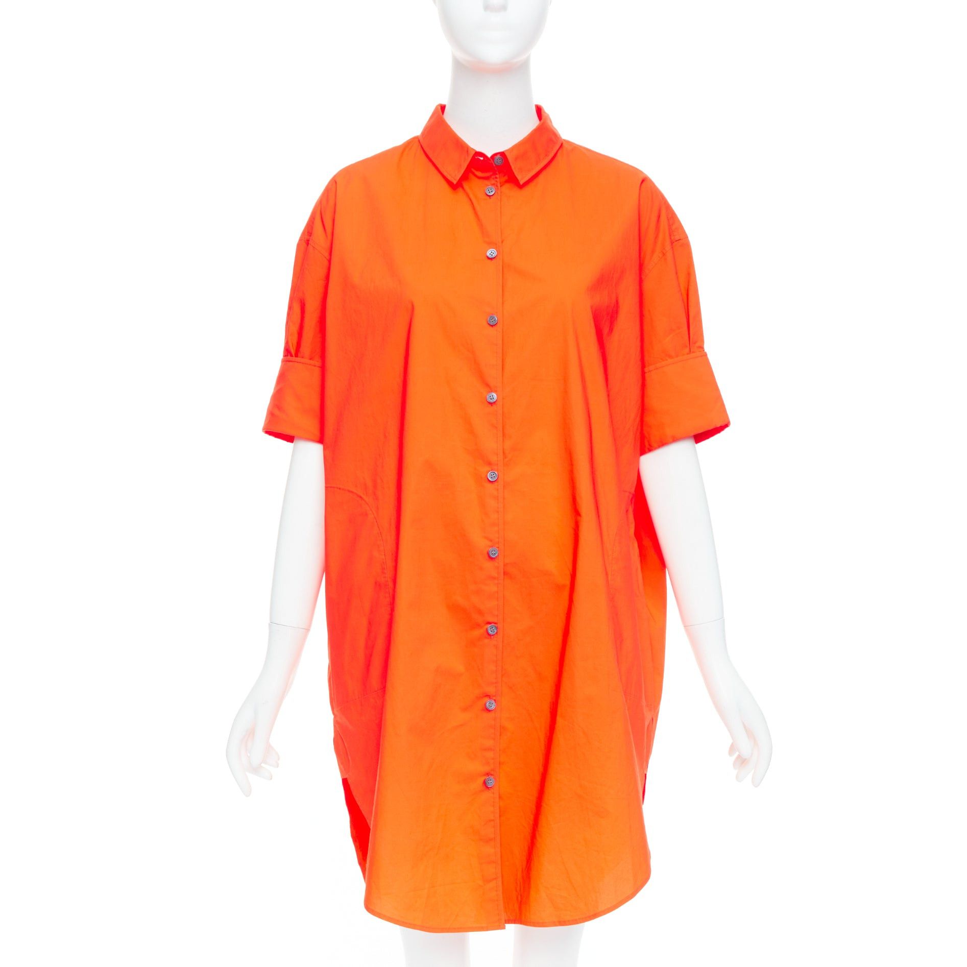 Acne Studios ACNE STUDIOS 2016 Lash Tech Pop neon orange cotton shirt dress FR34 XS Size XS / US 0-2 / IT 36-38 - 3 Thumbnail