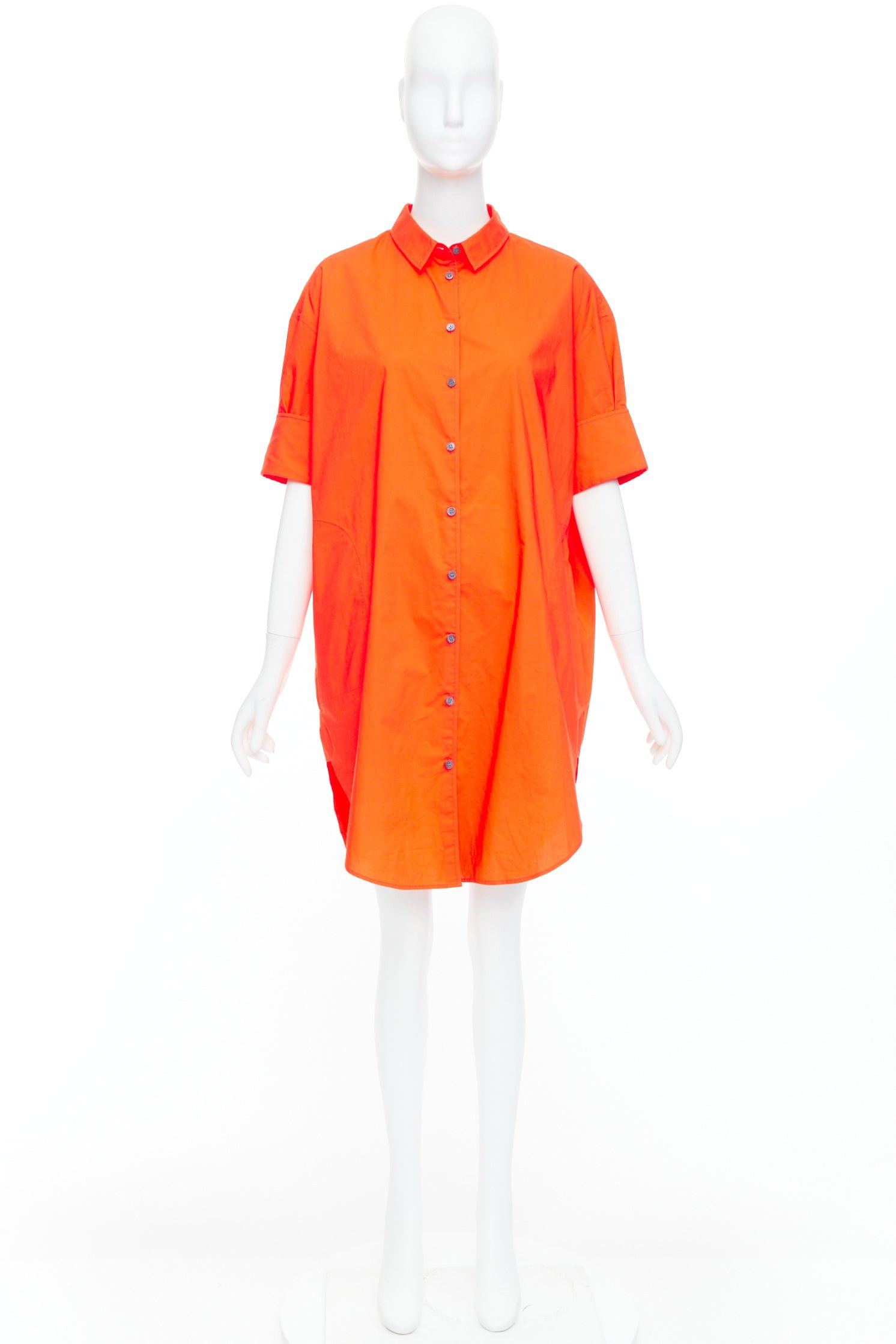 Acne Studios ACNE STUDIOS 2016 Lash Tech Pop neon orange cotton shirt dress FR34 XS Size XS / US 0-2 / IT 36-38 - 9 Thumbnail