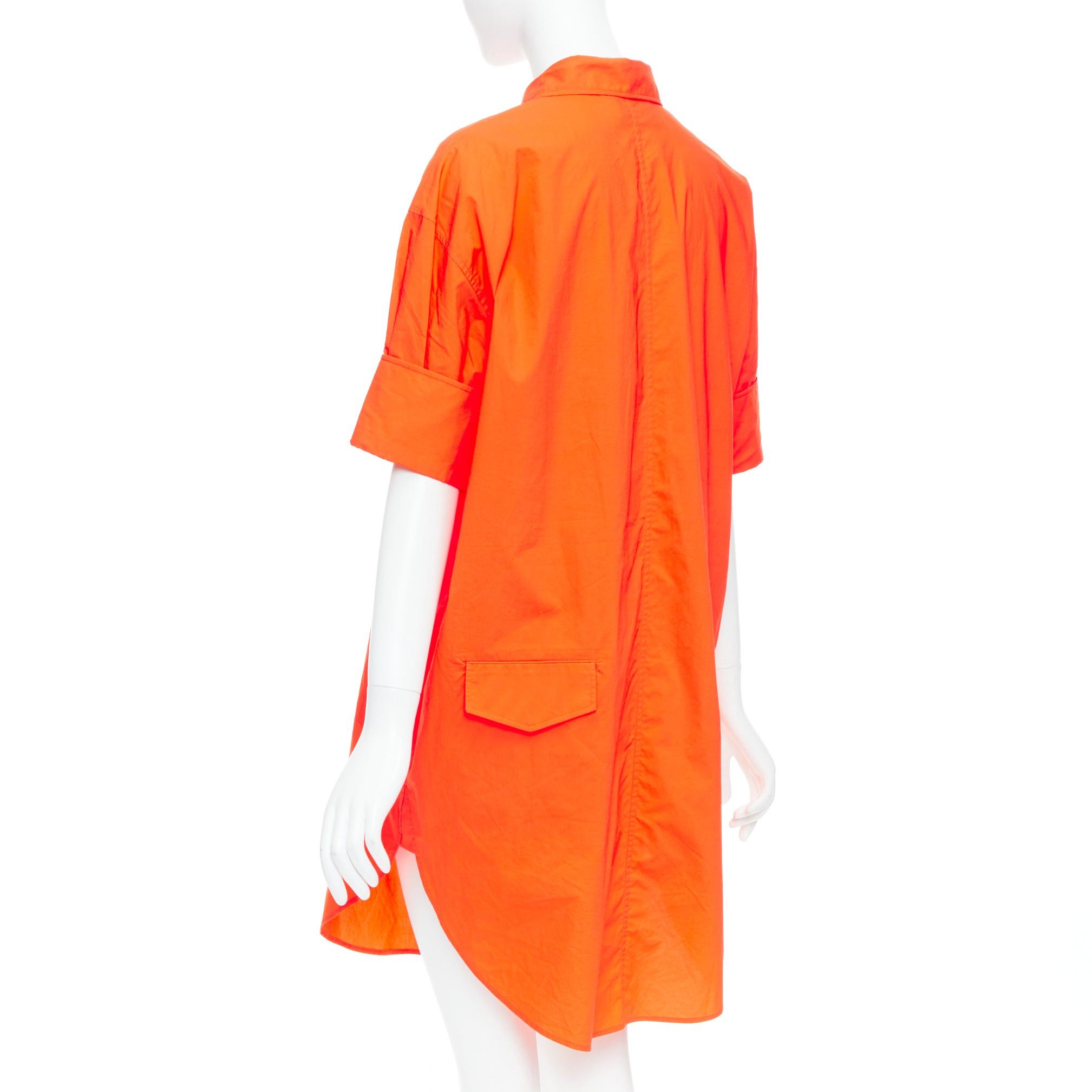 Acne Studios ACNE STUDIOS 2016 Lash Tech Pop neon orange cotton shirt dress FR34 XS Size XS / US 0-2 / IT 36-38 - 6 Thumbnail