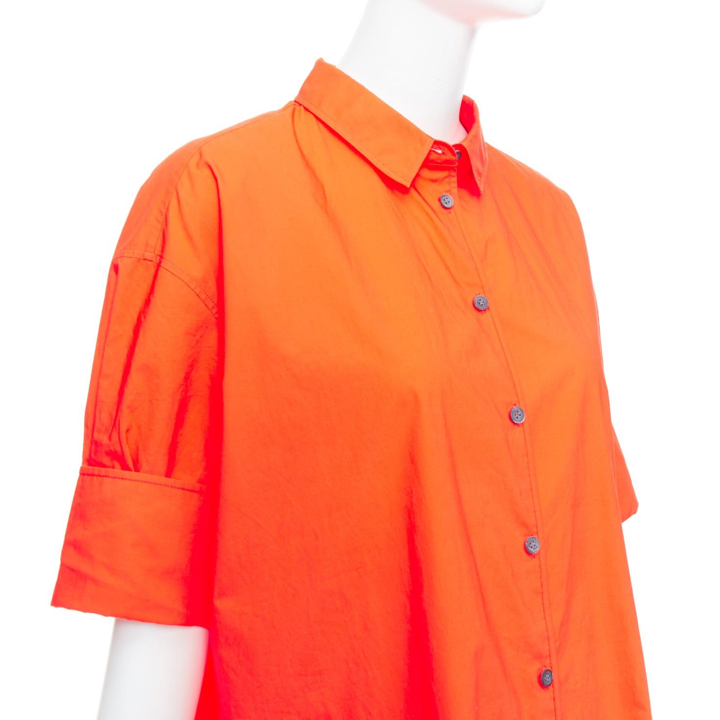 Acne Studios ACNE STUDIOS 2016 Lash Tech Pop neon orange cotton shirt dress FR34 XS Size XS / US 0-2 / IT 36-38 - 2 Thumbnail