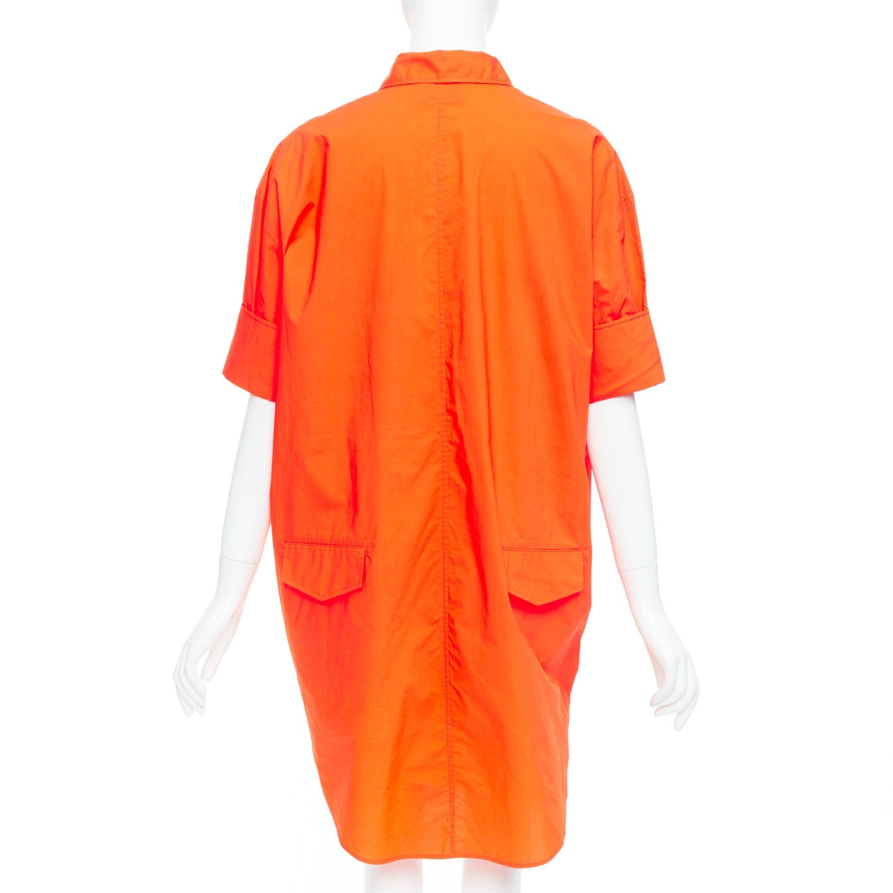 Acne Studios ACNE STUDIOS 2016 Lash Tech Pop neon orange cotton shirt dress FR34 XS Size XS / US 0-2 / IT 36-38 - 5 Thumbnail