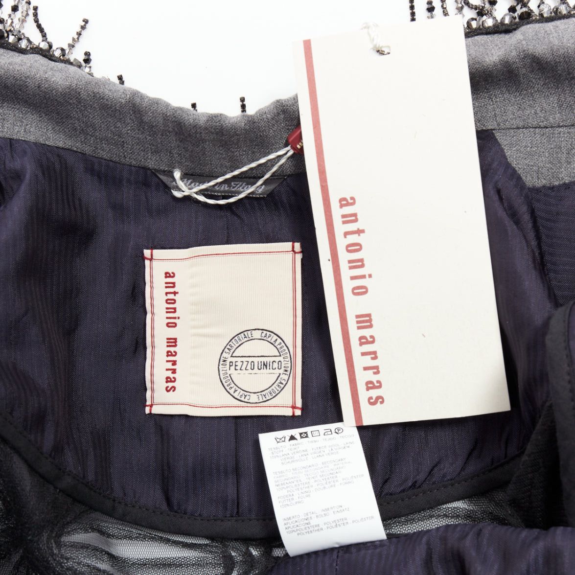 Antonio Marras ANTONIO MARRAS black grey fleece wool embellished kimono blazer coat Size M / US 6-8 / IT 42-44 - 8 Thumbnail