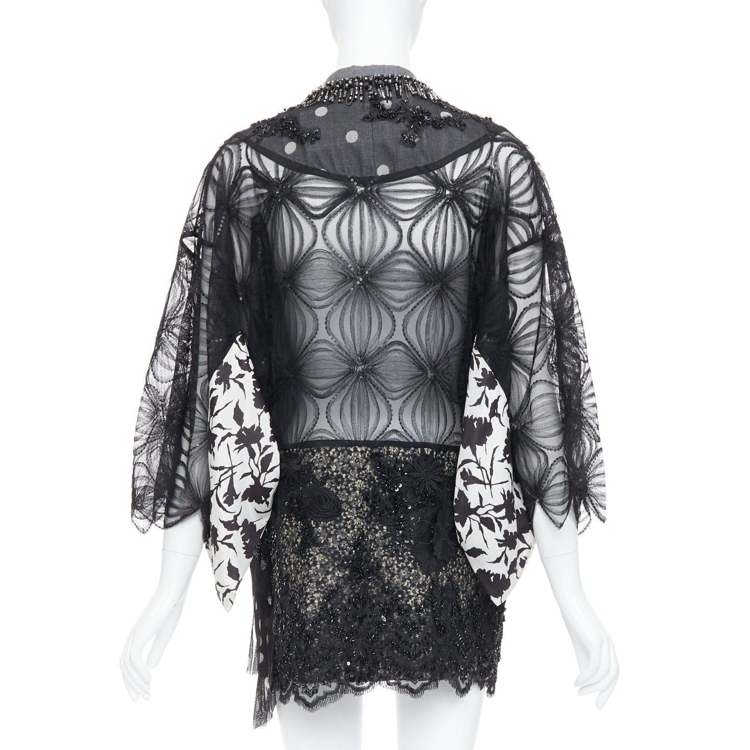 Antonio Marras ANTONIO MARRAS black grey fleece wool embellished kimono blazer coat Size M / US 6-8 / IT 42-44 - 5 Thumbnail