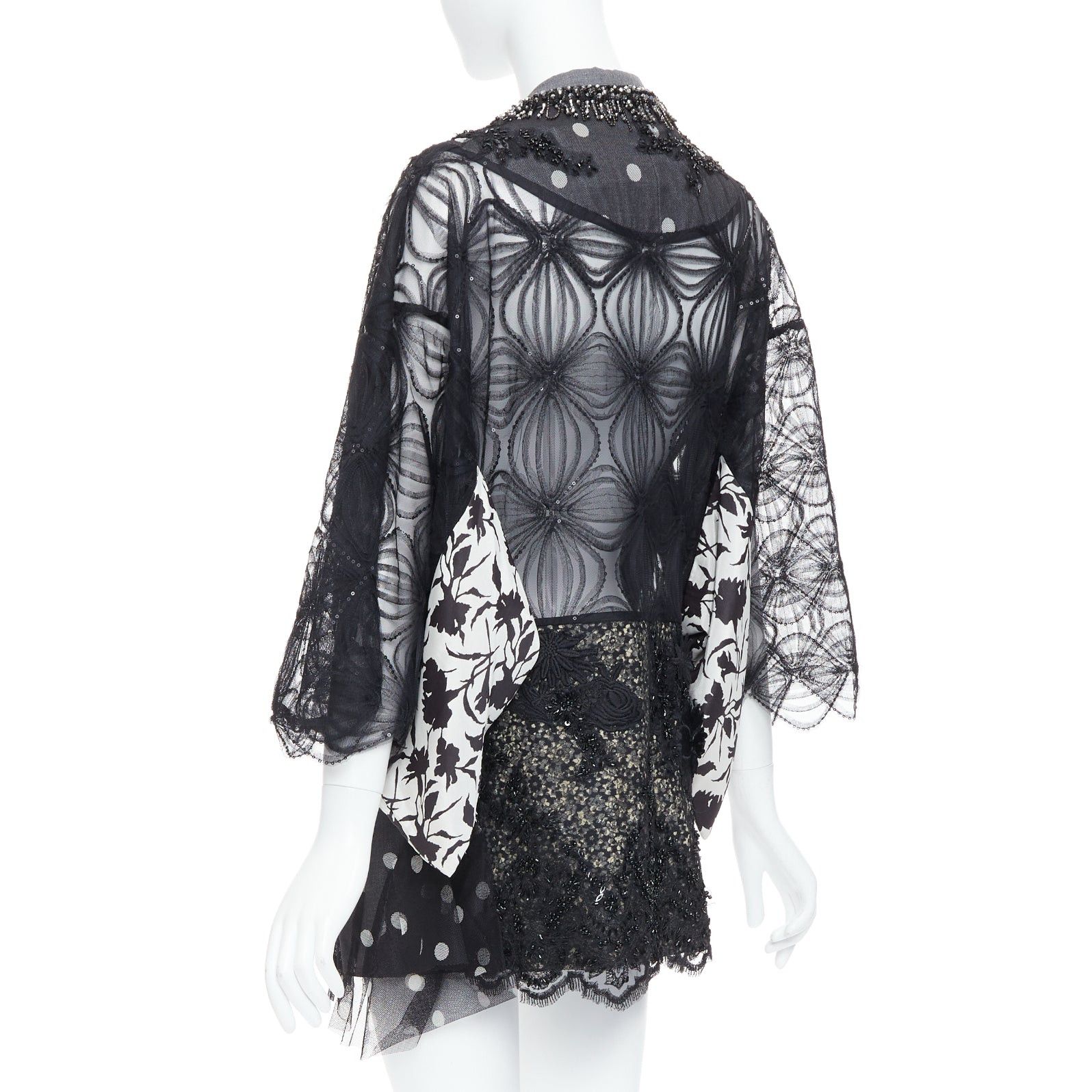 Antonio Marras ANTONIO MARRAS black grey fleece wool embellished kimono blazer coat Size M / US 6-8 / IT 42-44 - 6 Thumbnail