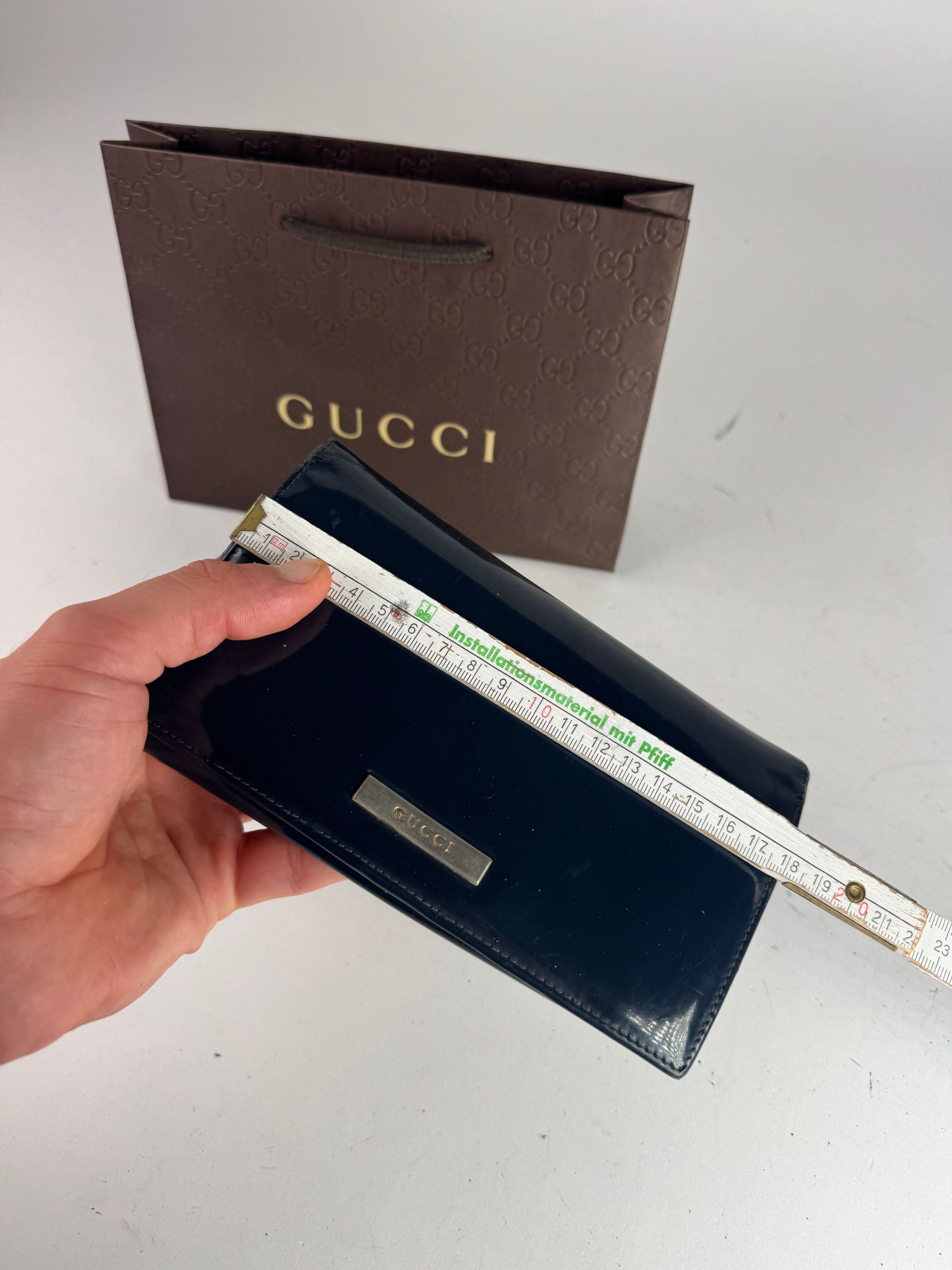 Gucci Vintage Patent Leather Wallet navy button off Size ONE SIZE - 8 Thumbnail