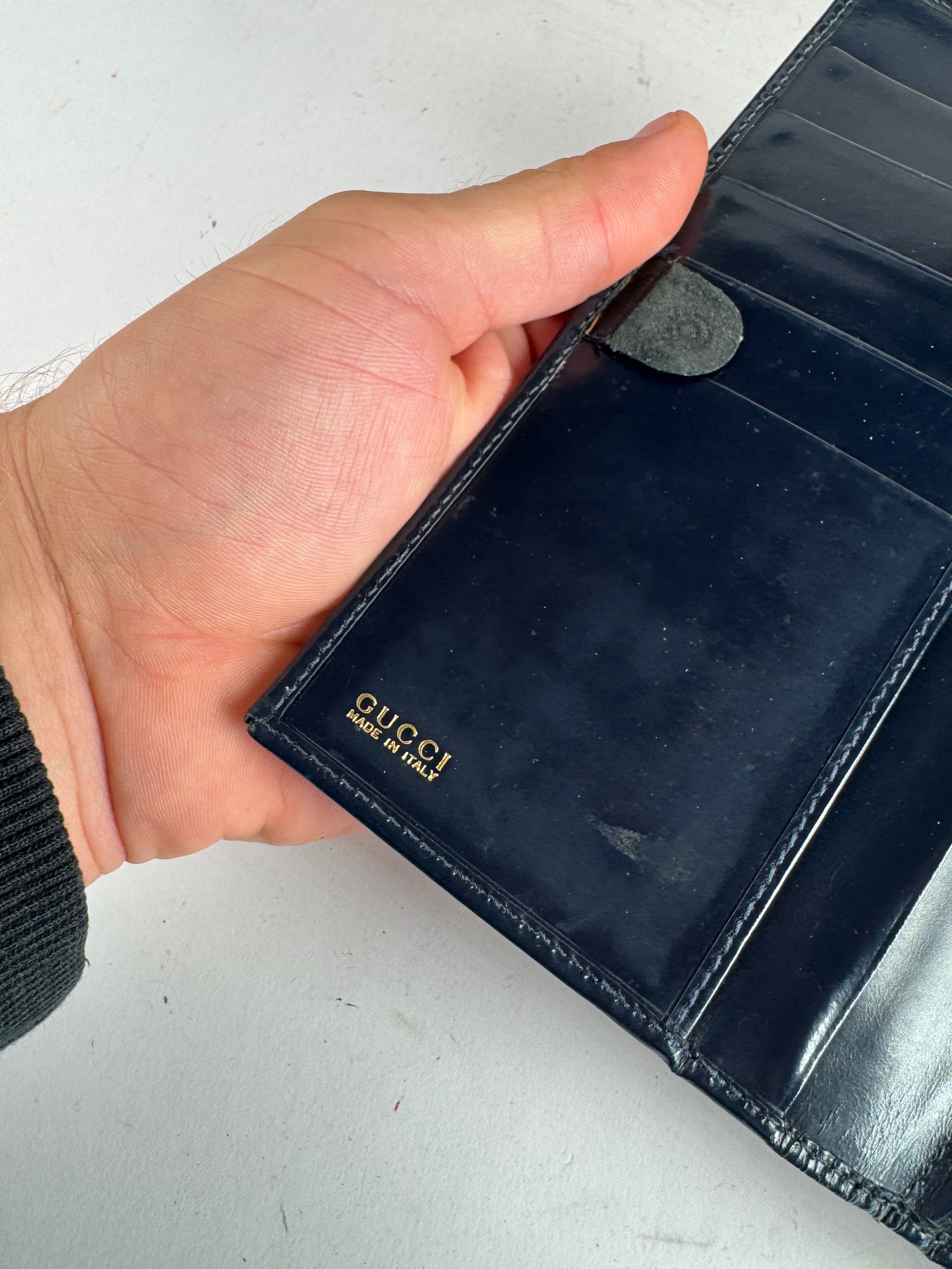 Gucci Vintage Patent Leather Wallet navy button off Size ONE SIZE - 4 Thumbnail