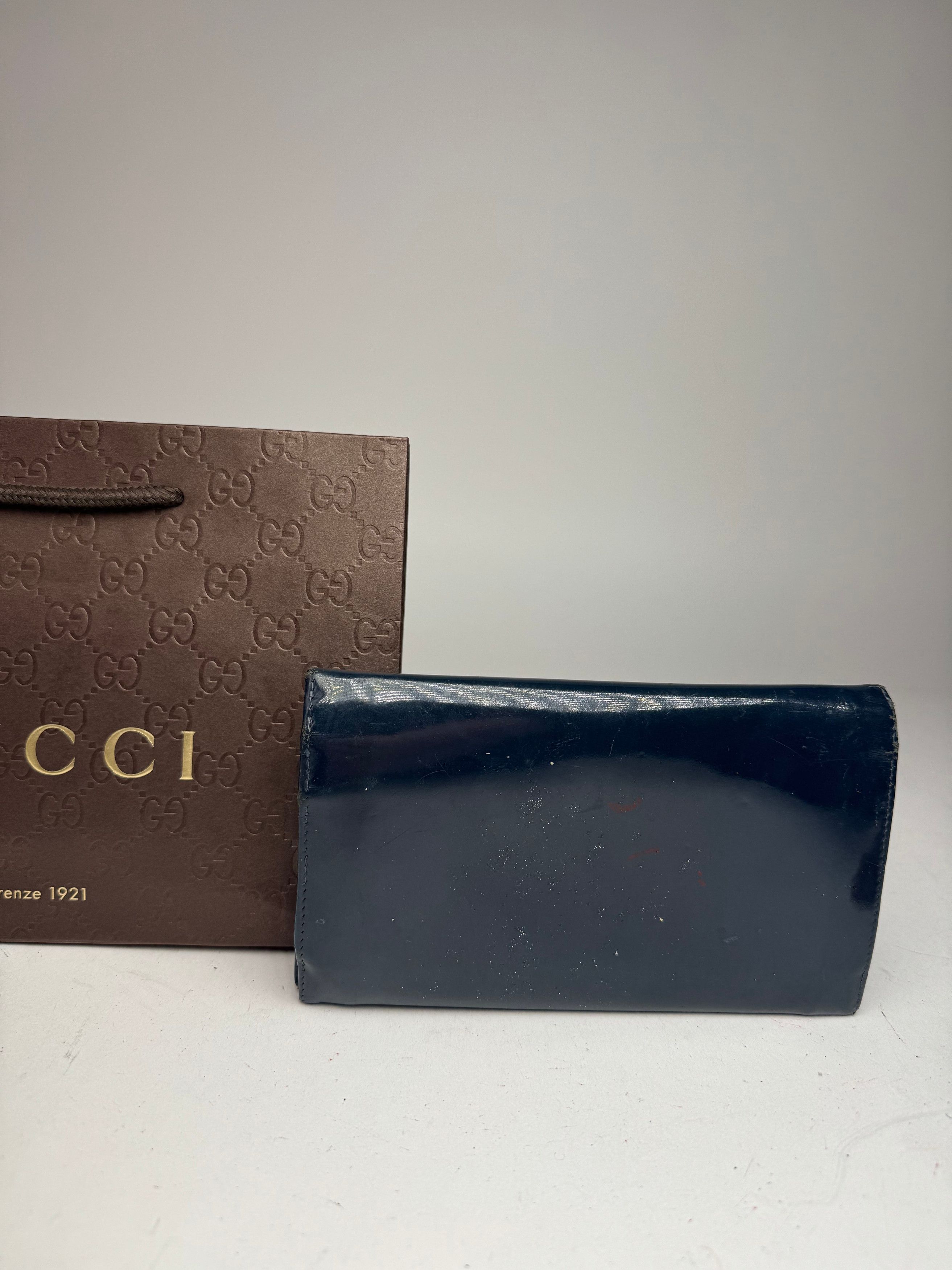 Gucci Vintage Patent Leather Wallet navy button off Size ONE SIZE - 2 Thumbnail