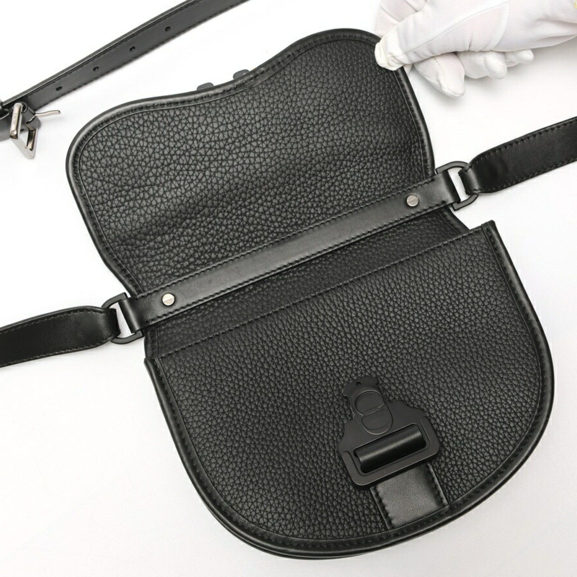 Dior Christian Dior Dior Gallop Mini Shoulder Bag 1ADPO033LAC_H00N in Black Leather (K-159153) Size ONE SIZE - 6 Thumbnail