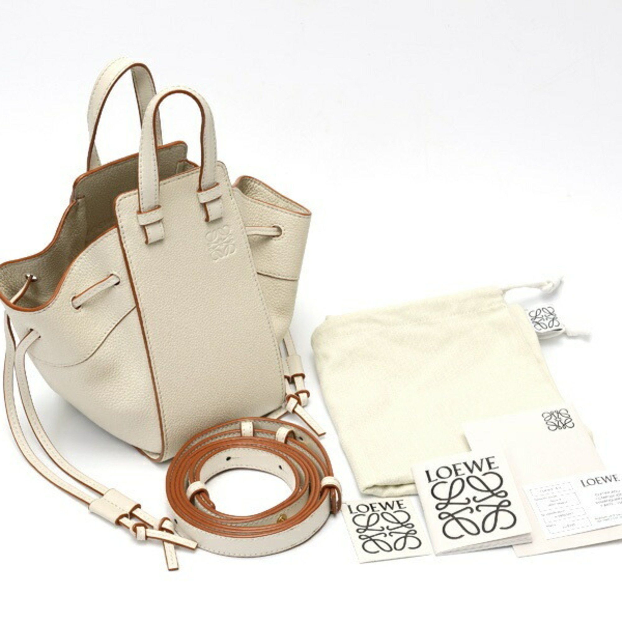 Loewe LOEWE Hammock Drawstring Mini Shoulder Bag A538V07X15 in Soft Grained Calfskin Ivory, S-159192 Size ONE SIZE - 7 Thumbnail