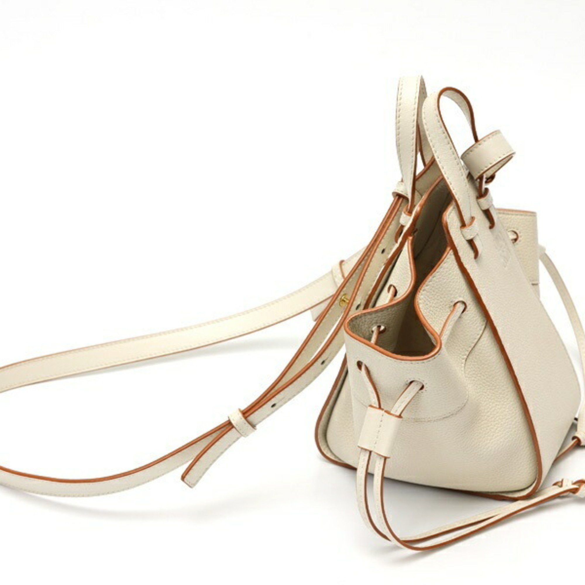 Loewe LOEWE Hammock Drawstring Mini Shoulder Bag A538V07X15 in Soft Grained Calfskin Ivory, S-159192 Size ONE SIZE - 2 Thumbnail