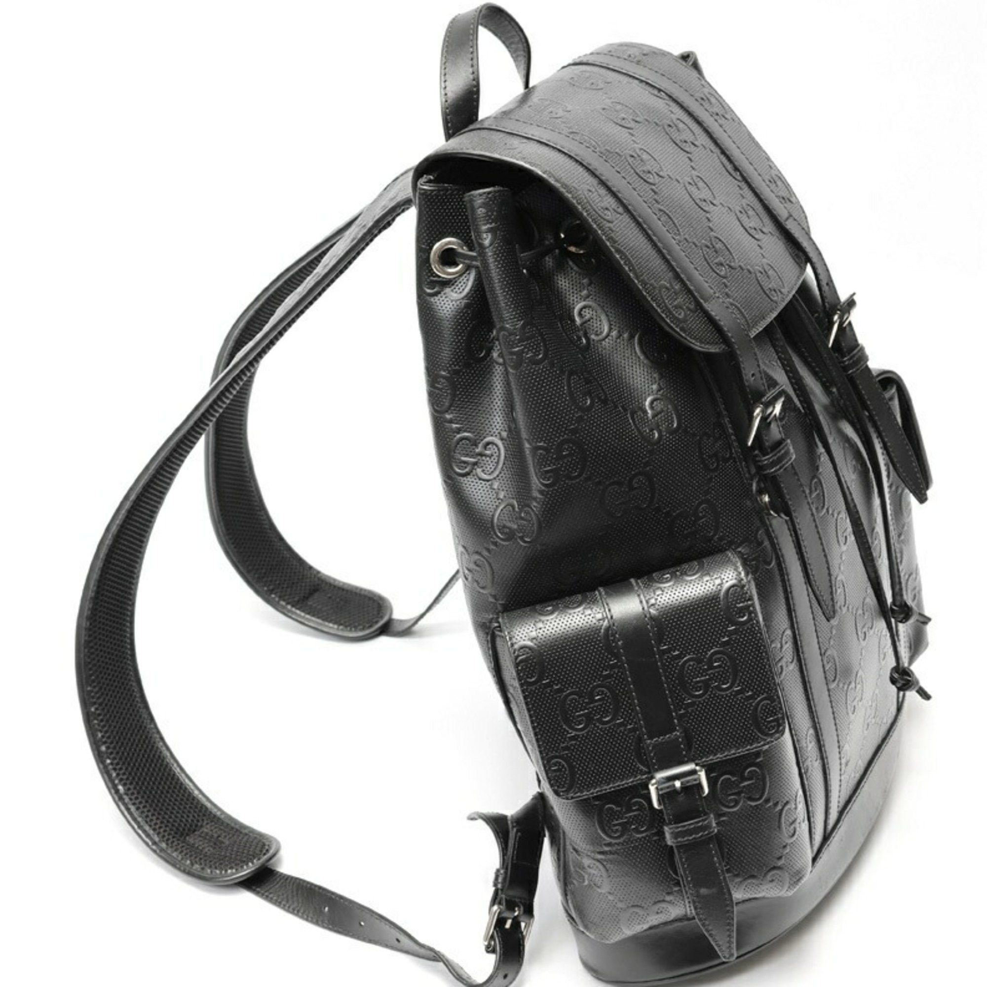 Gucci Gucci Embossed GG Large Backpack 625770 in Black Leather (S-159203) Size ONE SIZE - 2 Thumbnail