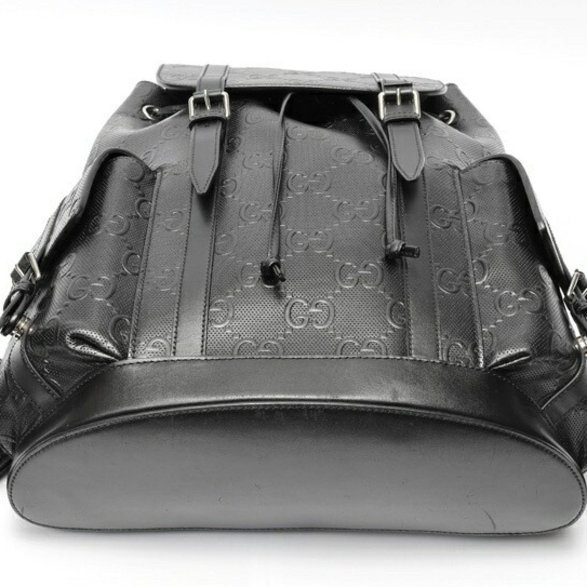 Gucci Gucci Embossed GG Large Backpack 625770 in Black Leather (S-159203) Size ONE SIZE - 4 Thumbnail