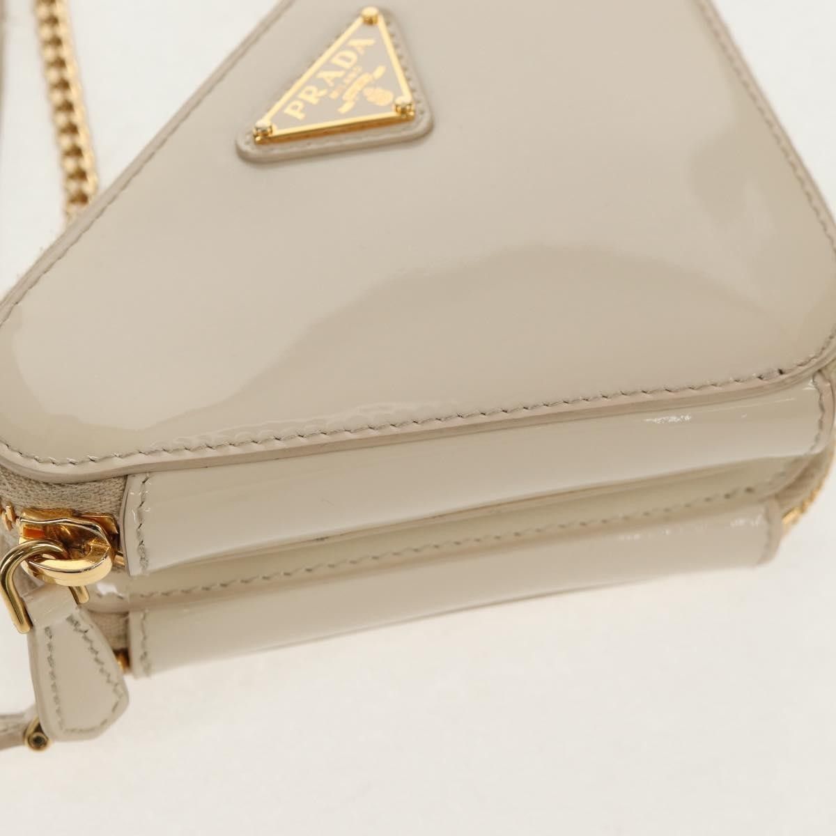 Prada Prada Triangle Double Zip Pouch Bag with Chain Patent leather Size ONE SIZE - 10 Thumbnail