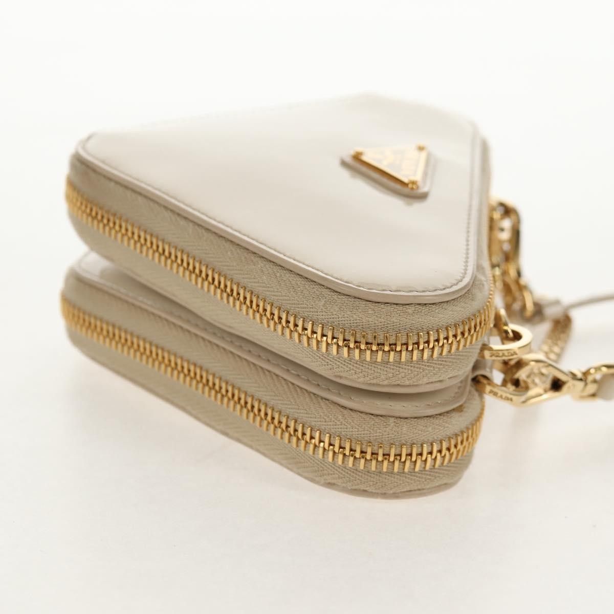 Prada Prada Triangle Double Zip Pouch Bag with Chain Patent leather Size ONE SIZE - 4 Thumbnail