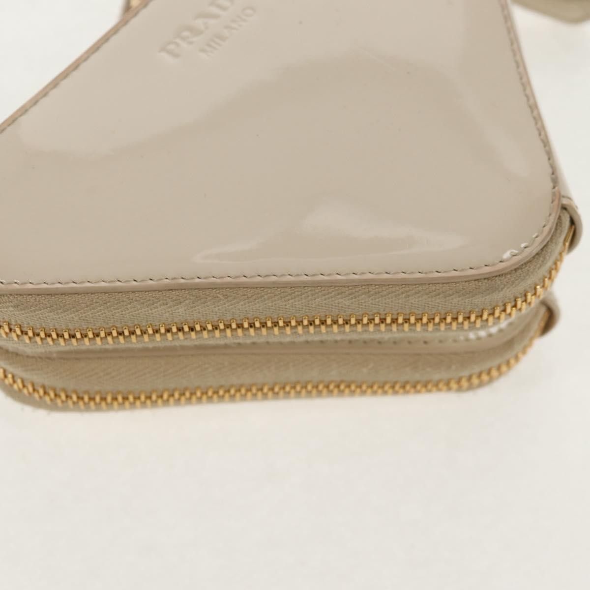 Prada Prada Triangle Double Zip Pouch Bag with Chain Patent leather Size ONE SIZE - 9 Thumbnail