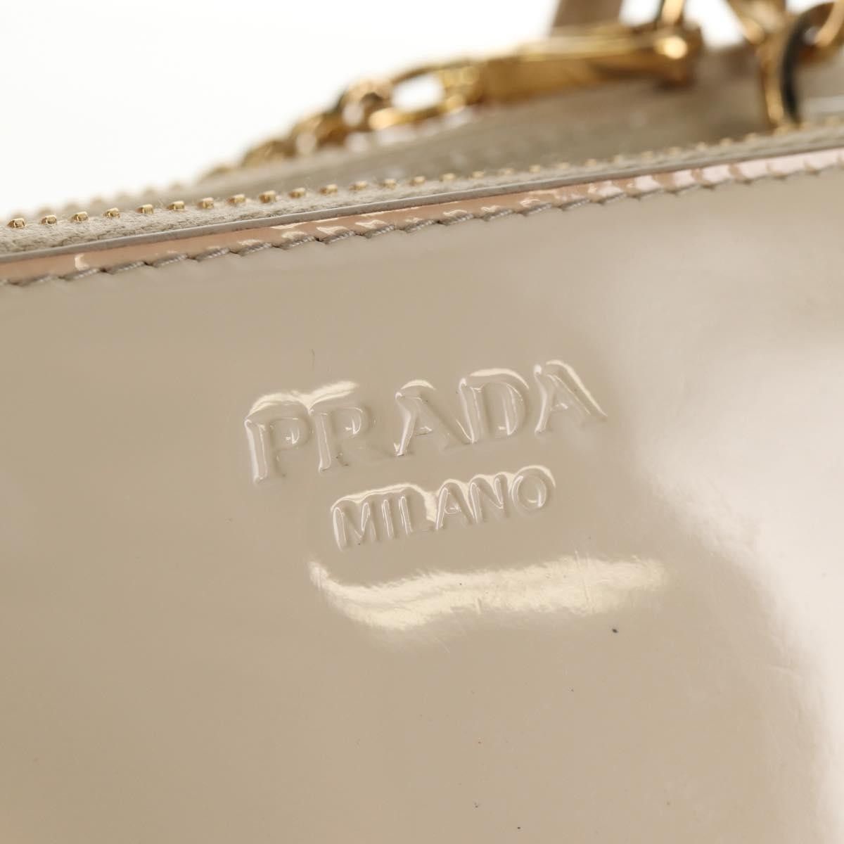 Prada Prada Triangle Double Zip Pouch Bag with Chain Patent leather Size ONE SIZE - 21 Thumbnail