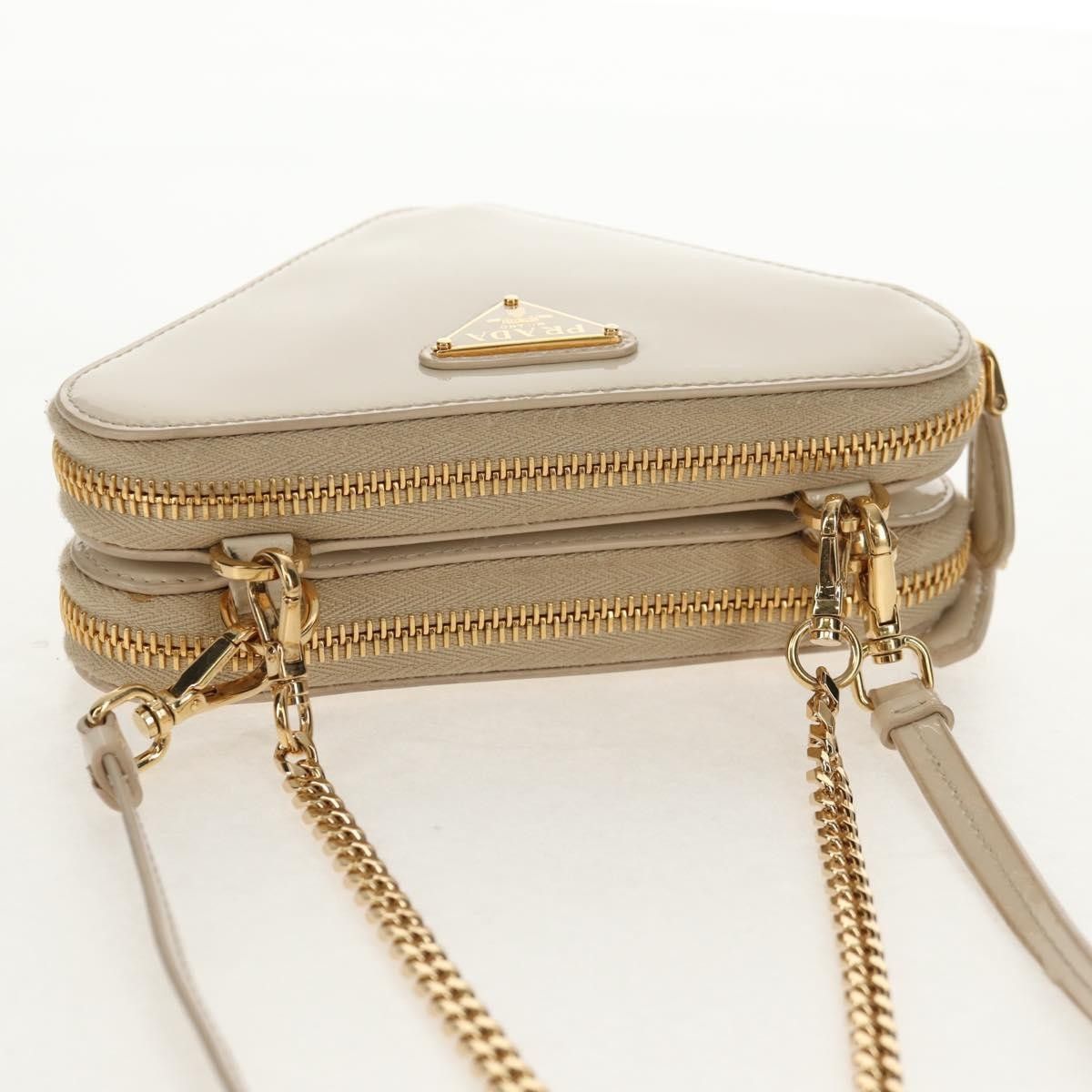 Prada Prada Triangle Double Zip Pouch Bag with Chain Patent leather Size ONE SIZE - 13 Thumbnail