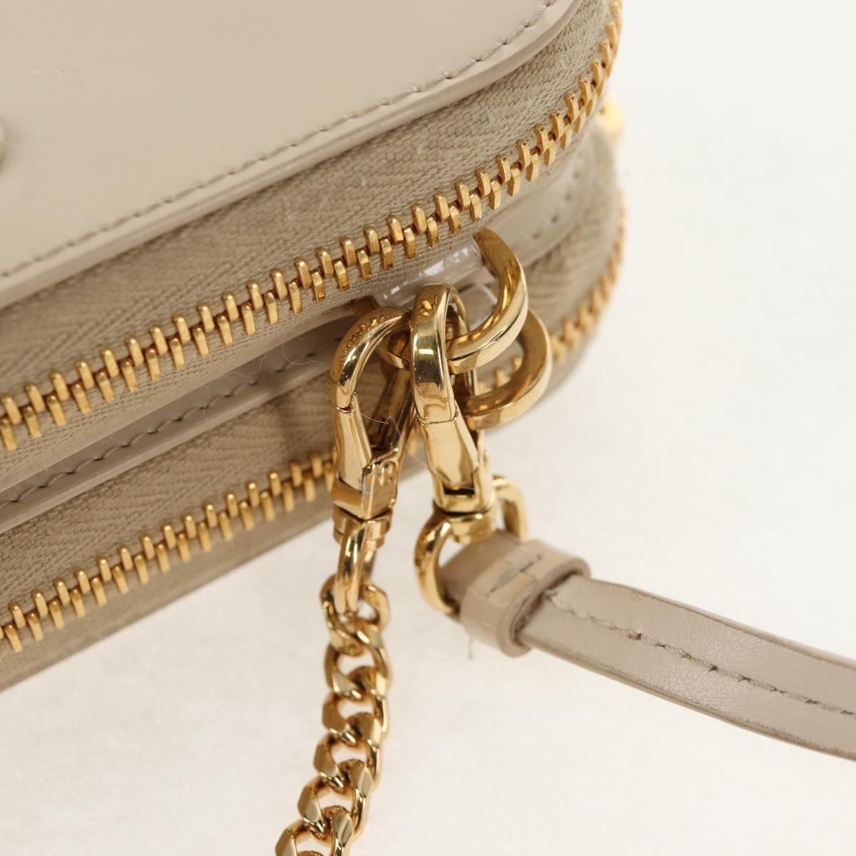 Prada Prada Triangle Double Zip Pouch Bag with Chain Patent leather Size ONE SIZE - 15 Thumbnail