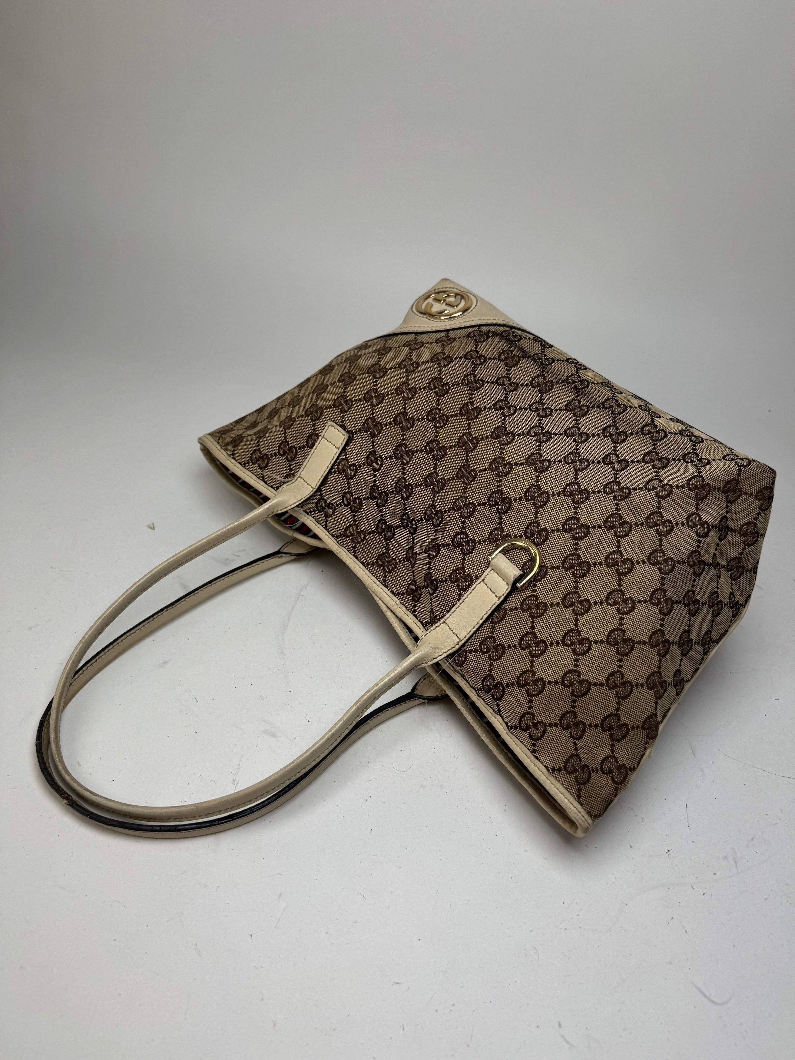 Gucci Vintage Monogram Tote Bag beige white Size ONE SIZE - 9 Thumbnail