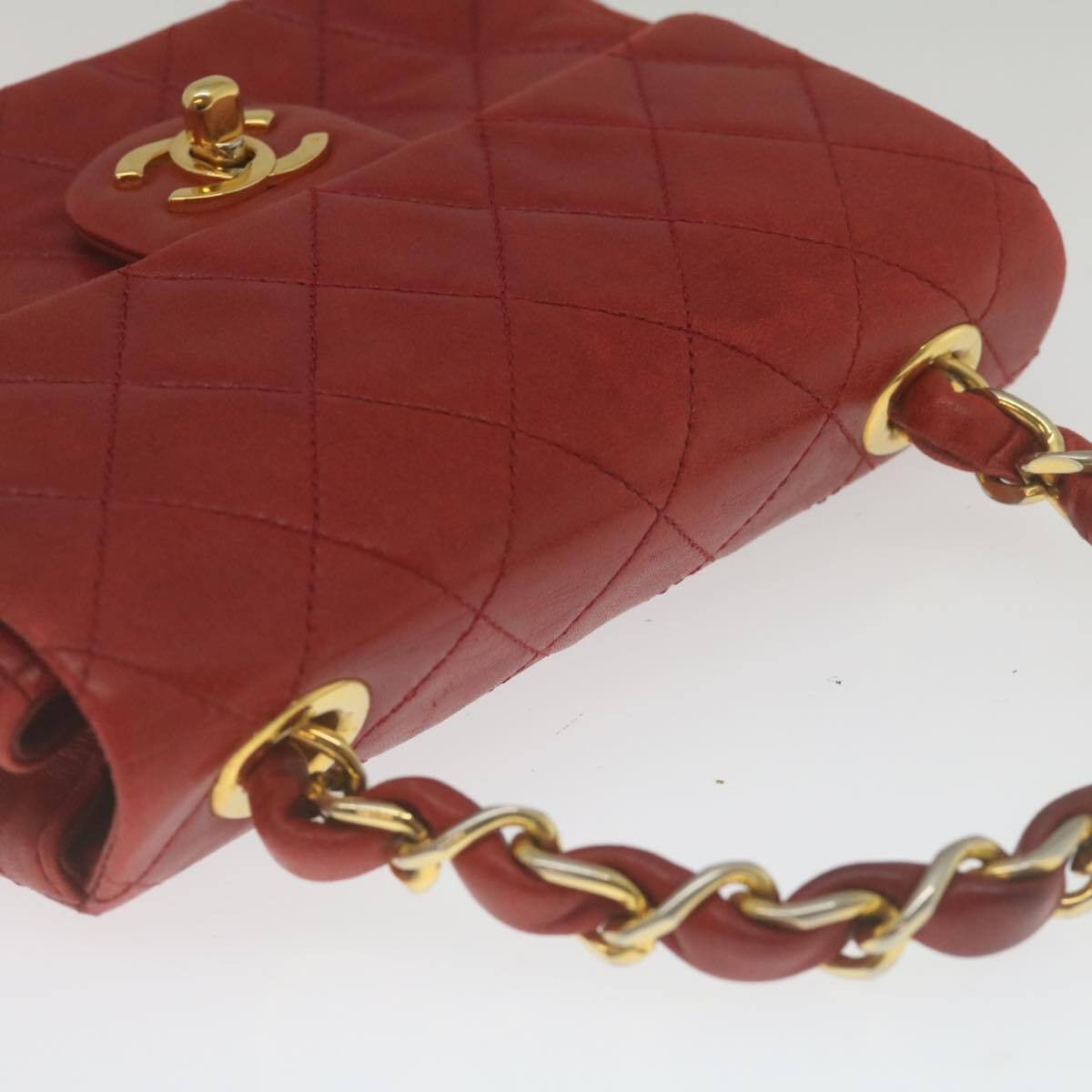 Chanel Chanel Vintage Square Chain Handle Flap Bag Quilted Lambskin Size ONE SIZE - 17 Thumbnail