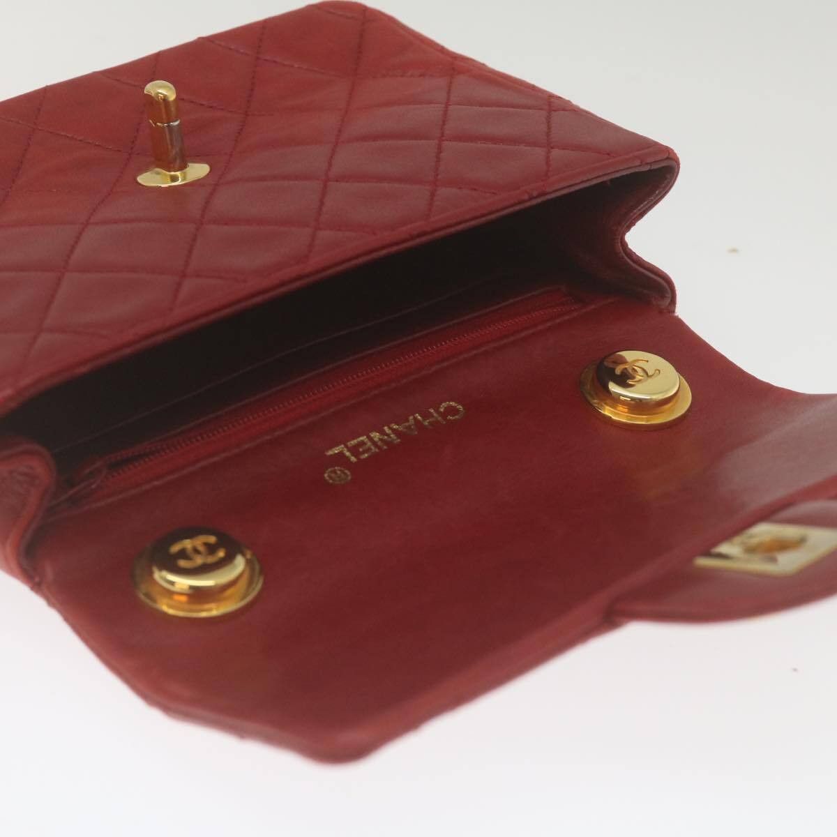 Chanel Chanel Vintage Square Chain Handle Flap Bag Quilted Lambskin Size ONE SIZE - 14 Thumbnail