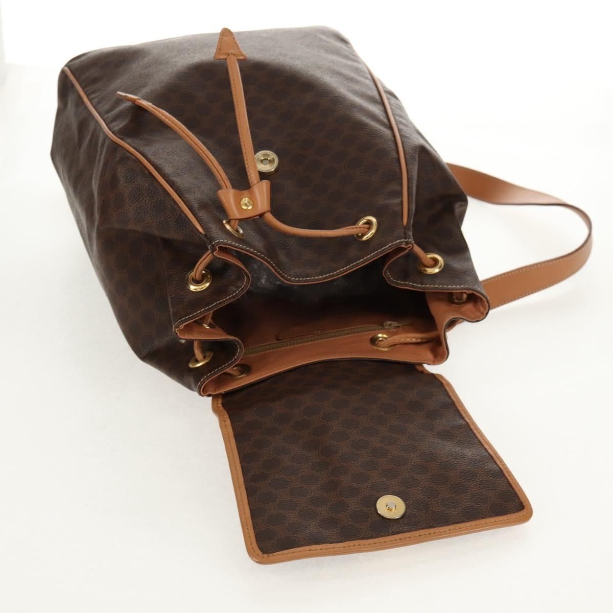 Celine Celine Vintage Drawstring Flap Backpack Macadam Coated Canvas Size ONE SIZE - 22 Thumbnail