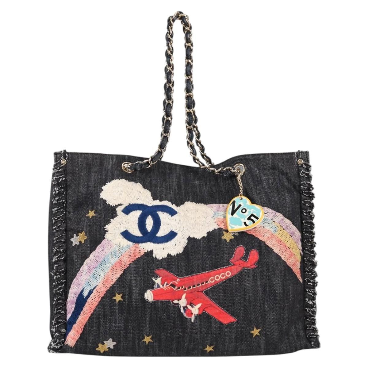 Chanel Chanel Night Flight Tote Embroidered Denim Size ONE SIZE - 15 Thumbnail