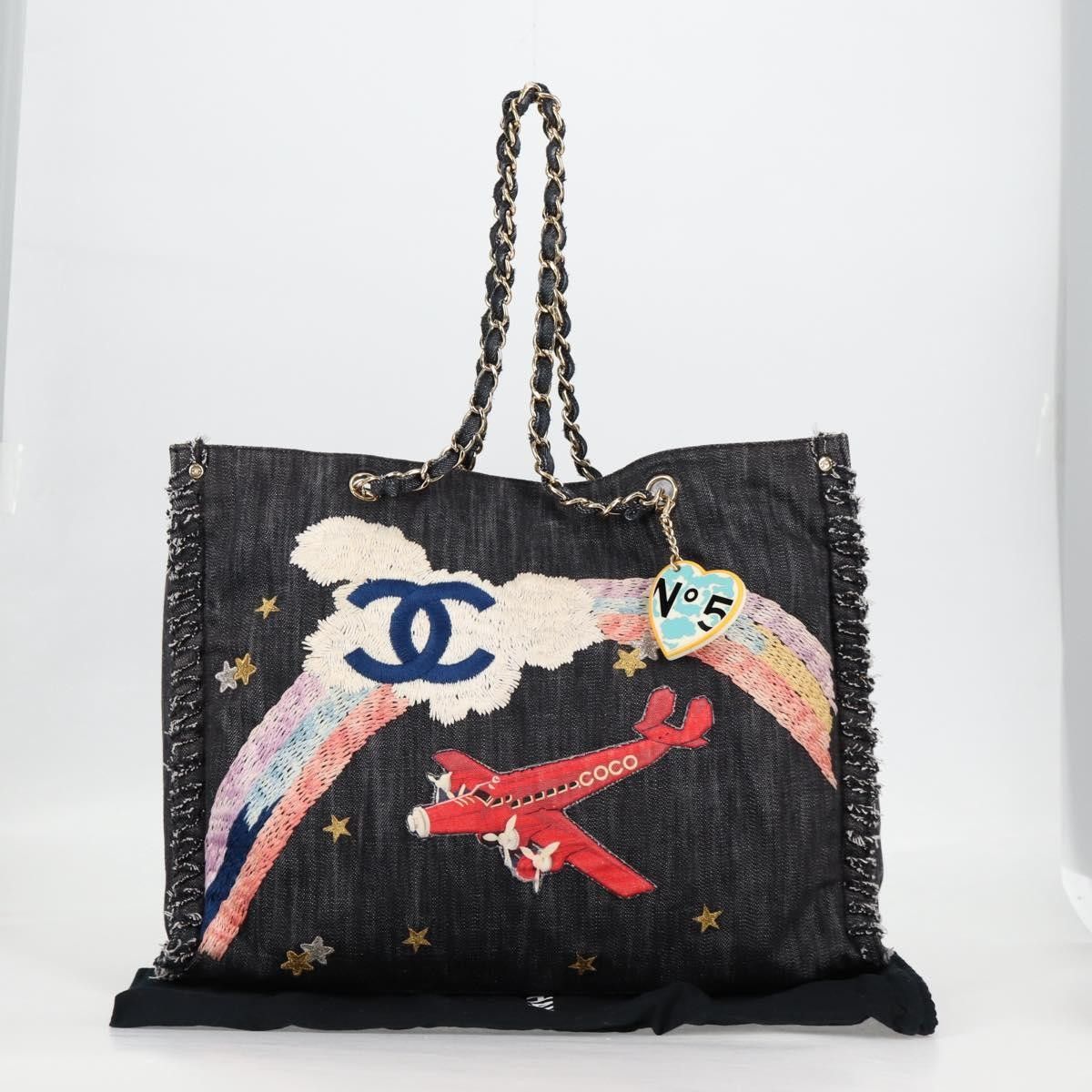 Chanel Chanel Night Flight Tote Embroidered Denim Size ONE SIZE - 14 Thumbnail
