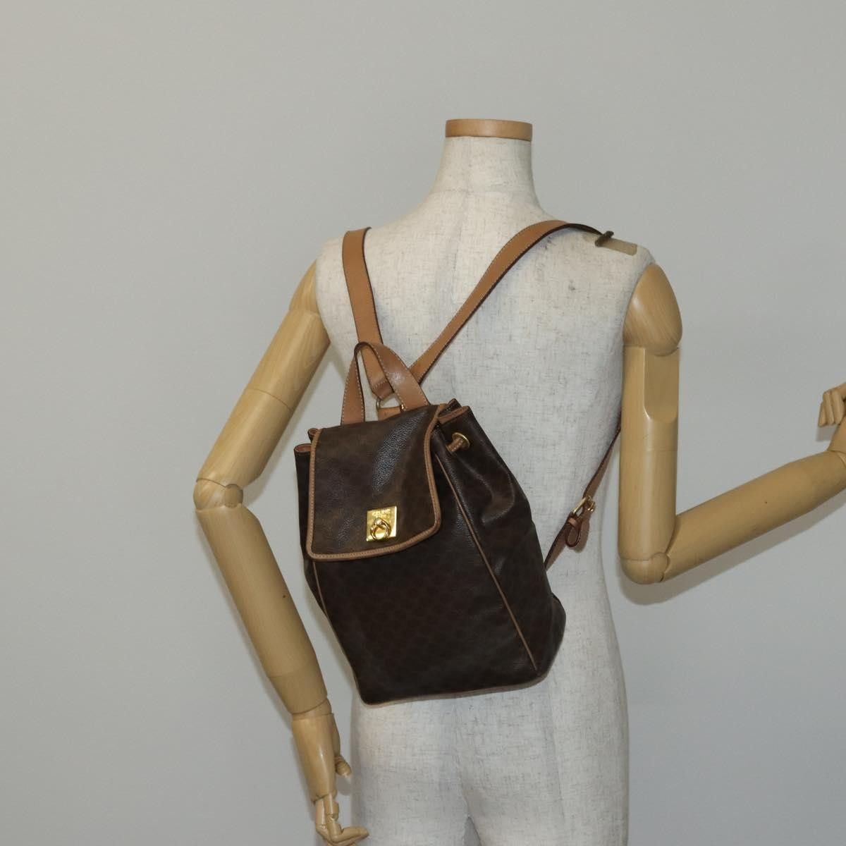 Celine Celine Vintage Drawstring Flap Backpack Macadam Coated Canvas Size ONE SIZE - 14 Thumbnail
