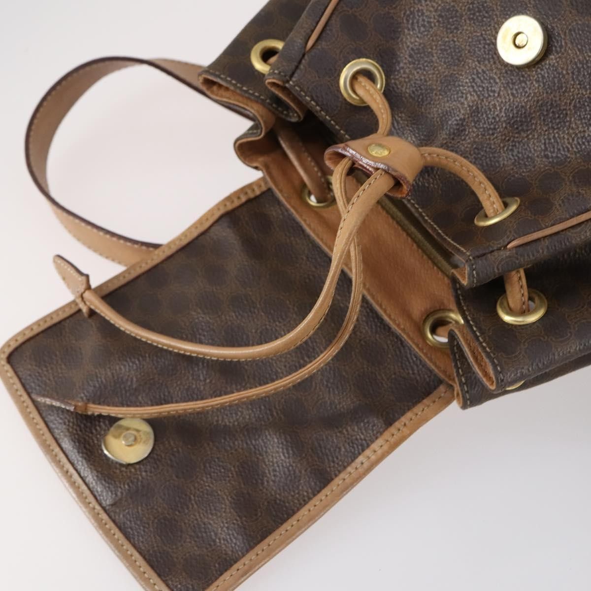 Celine Celine Vintage Drawstring Flap Backpack Macadam Coated Canvas Size ONE SIZE - 22 Thumbnail