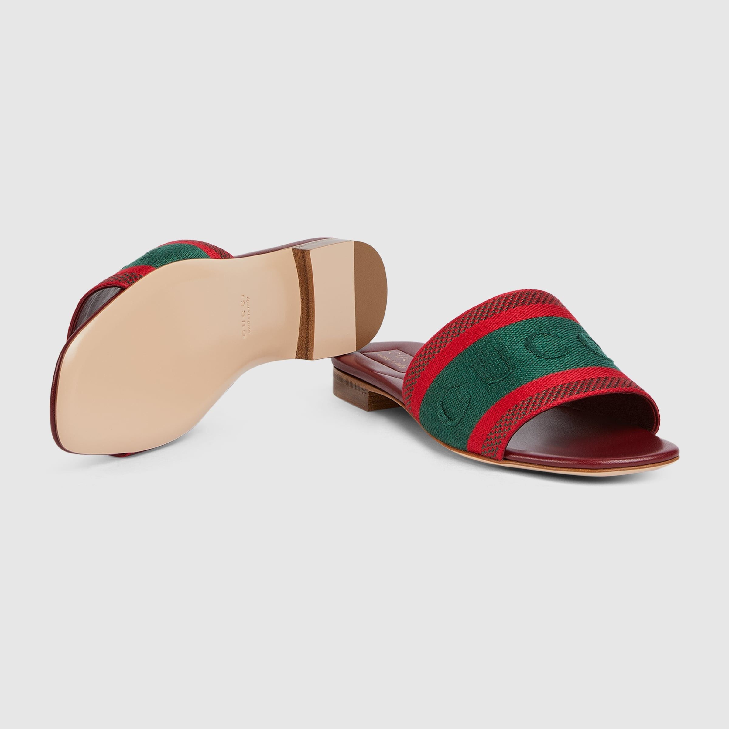 Gucci Gucci Web Logo Slide Sandals SIZE 37 Size ONE SIZE - 4 Thumbnail