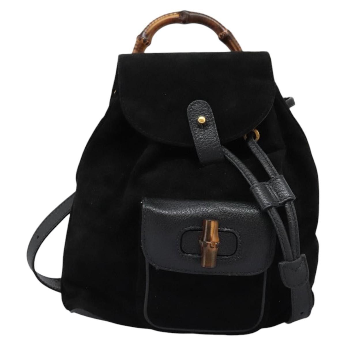 Gucci Gucci Vintage Bamboo Backpack Suede Size ONE SIZE - 18 Thumbnail