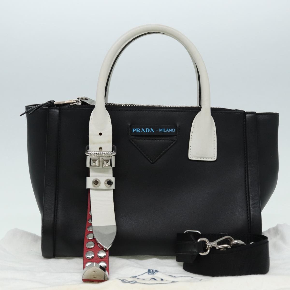 Prada Prada Belted Concept Double Zip Tote Calfskin Size ONE SIZE - 15 Thumbnail