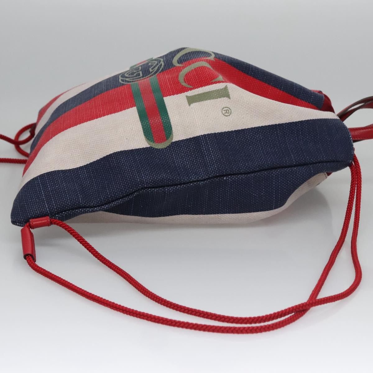 Gucci Gucci Logo Drawstring Backpack Striped Canvas Size ONE SIZE - 3 Thumbnail