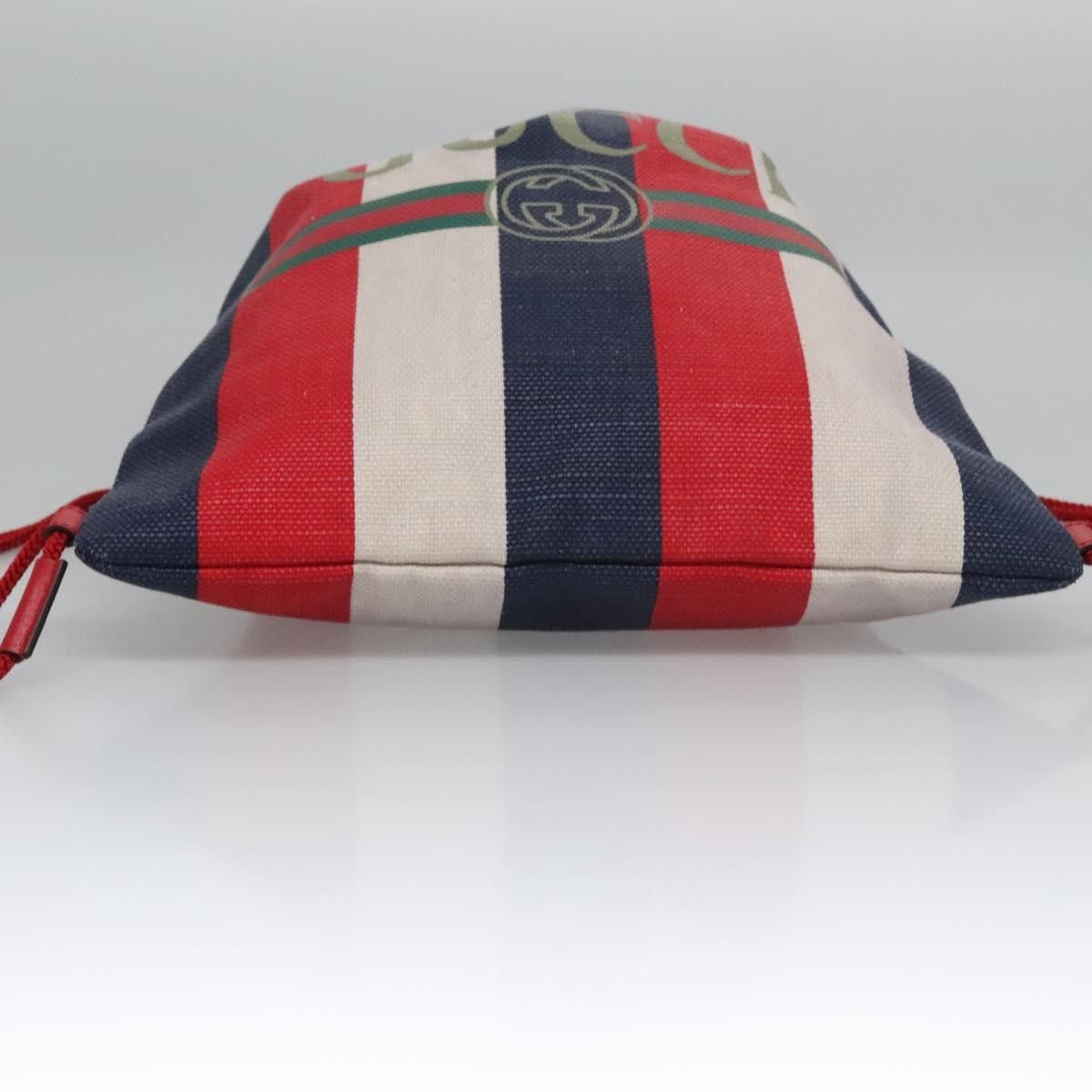 Gucci Gucci Logo Drawstring Backpack Striped Canvas Size ONE SIZE - 14 Thumbnail