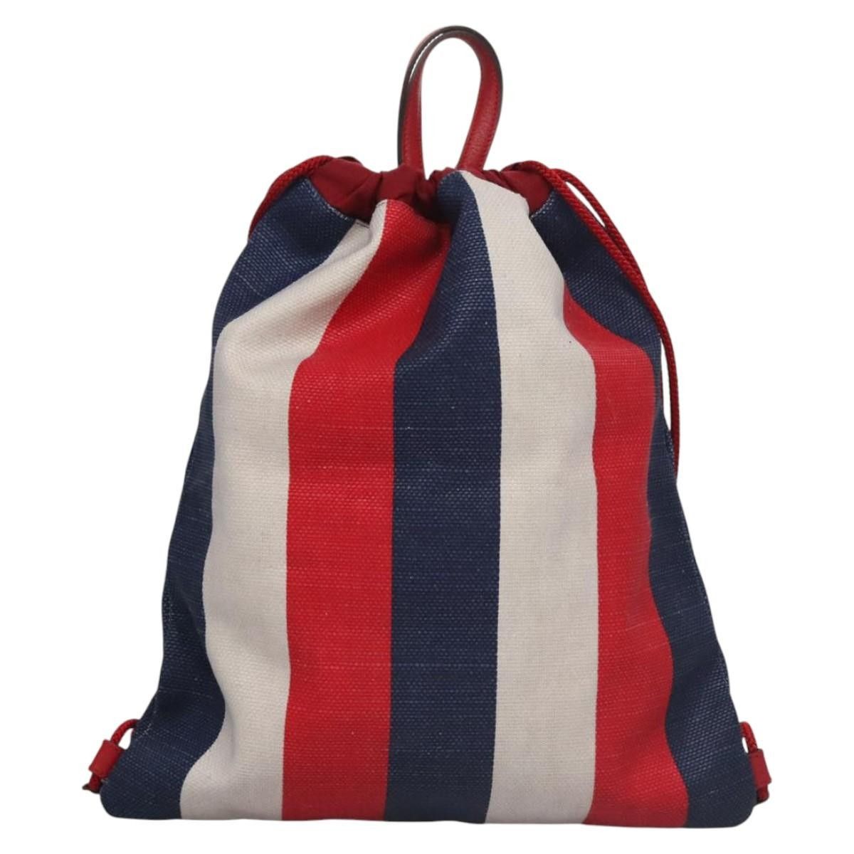 Gucci Gucci Logo Drawstring Backpack Striped Canvas Size ONE SIZE - 2 Thumbnail