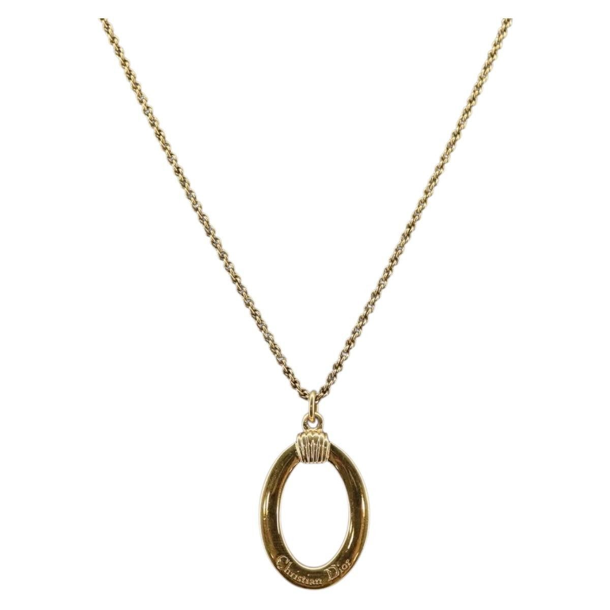 Dior Christian Dior Vintage Logo Round Pendant Necklace Metal Size ONE SIZE - 2 Thumbnail