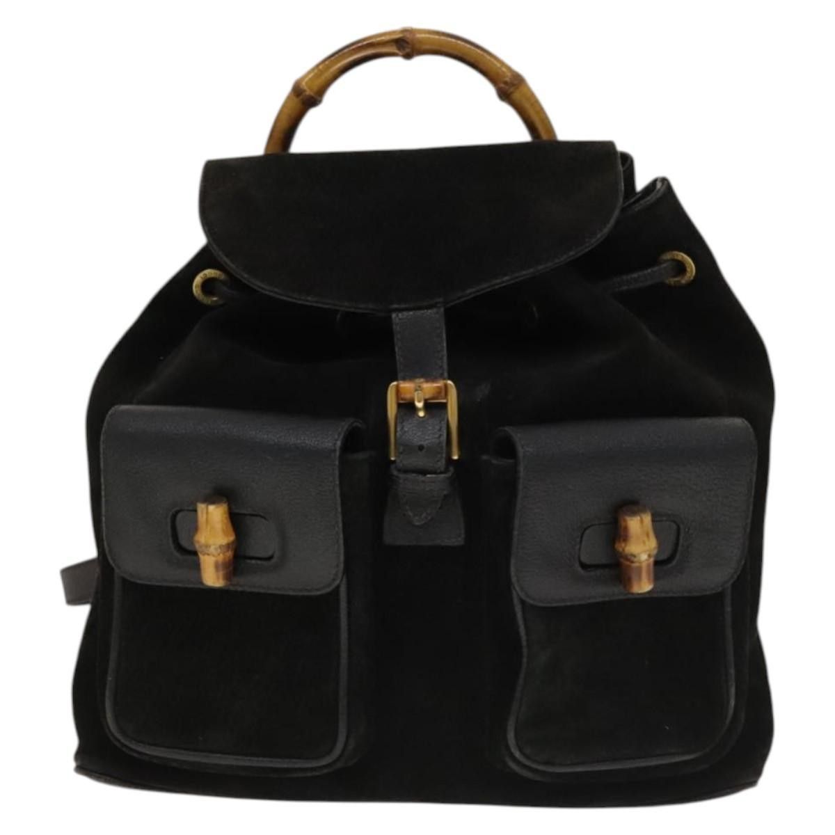 Gucci Gucci Vintage Bamboo Backpack Suede Size ONE SIZE - 17 Thumbnail